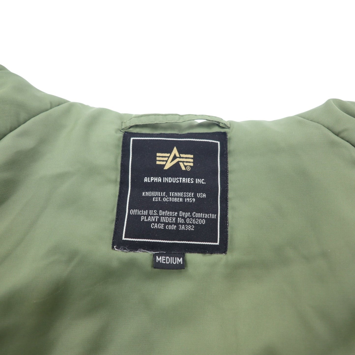ALPHA INDUSTRIES INC N-3B フライトジャケット M カーキ ポリエステル ドローコード ファー着脱可能 MIL-J-6279