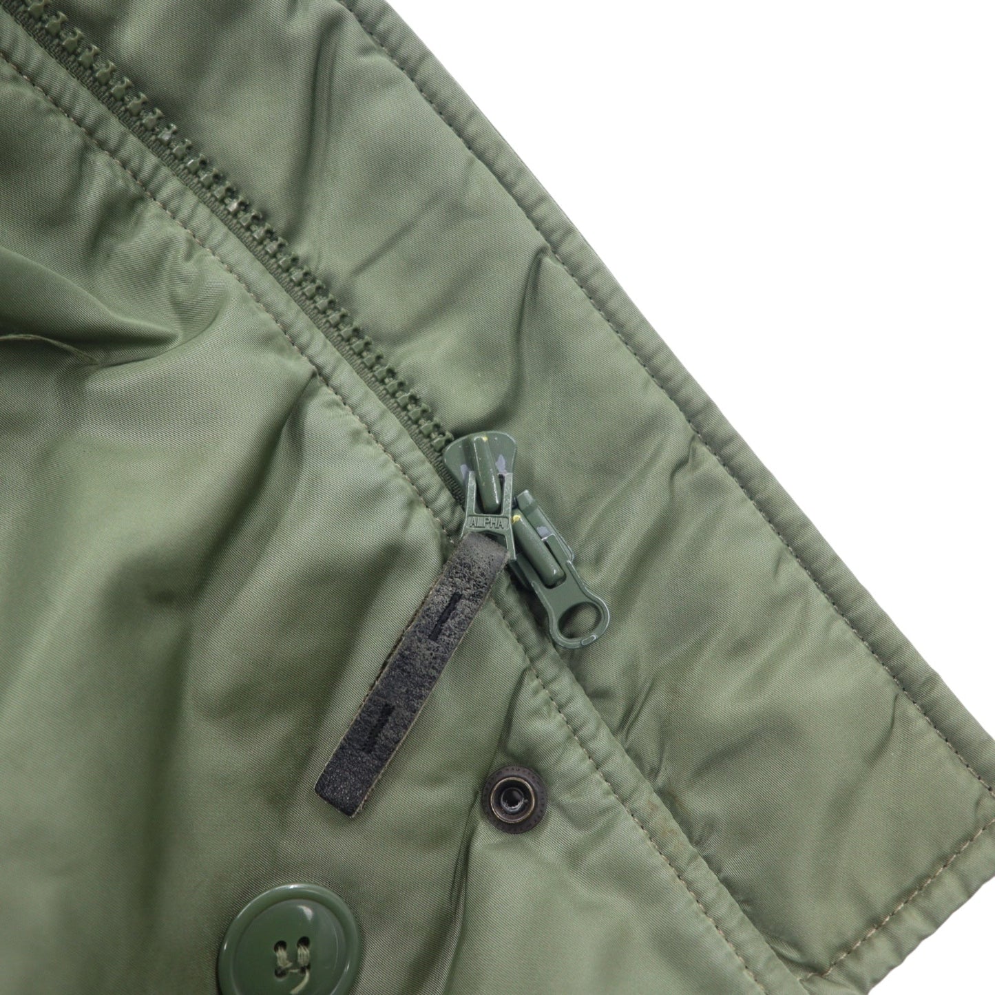 ALPHA INDUSTRIES INC N-3B フライトジャケット M カーキ ポリエステル ドローコード ファー着脱可能 MIL-J-6279