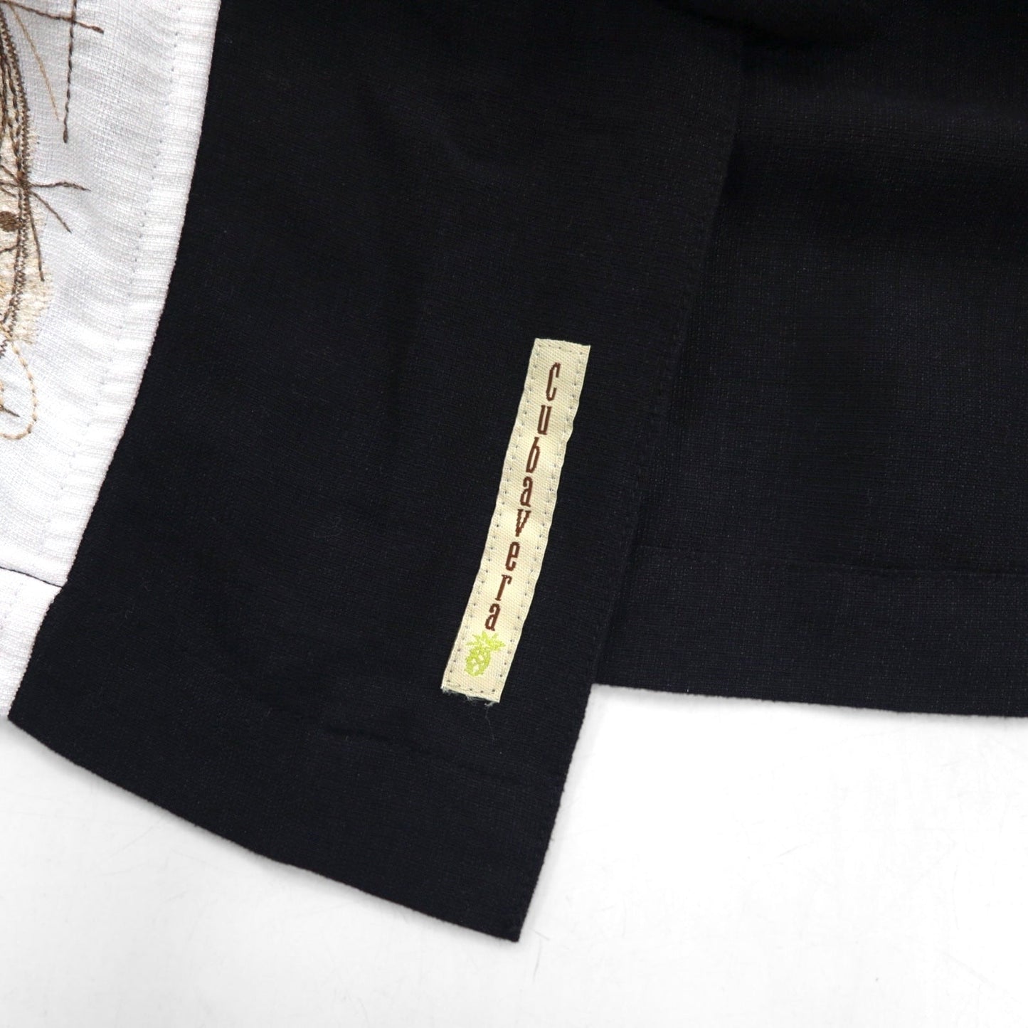 90年代 Cubavera オープンカラー キューバシャツ XL ブラック レーヨン ボックス ラインデザイン 開襟 HERITAGE FIT 刺子 刺繍