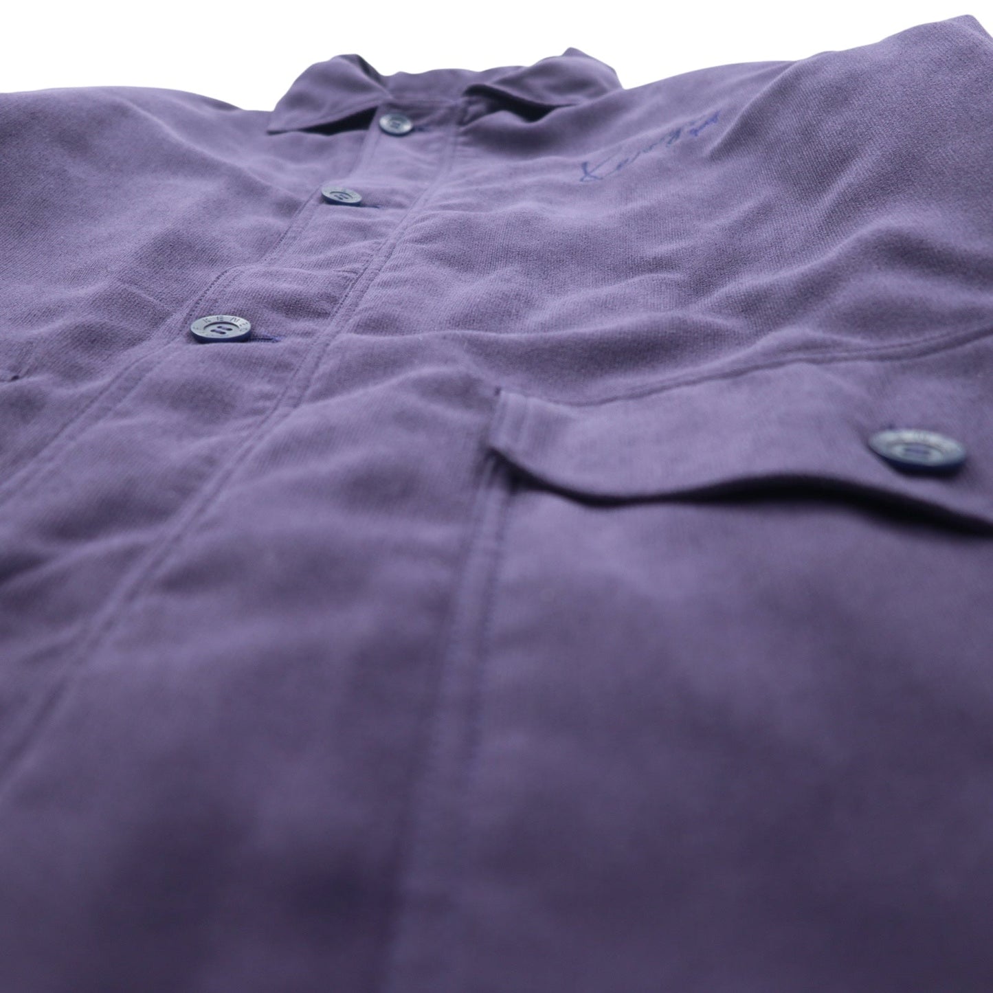 KENZO GOLF 90年代 フーデッド ステンカラーコート オーバージャケット L パープル ポリエステル ロゴ刺繍