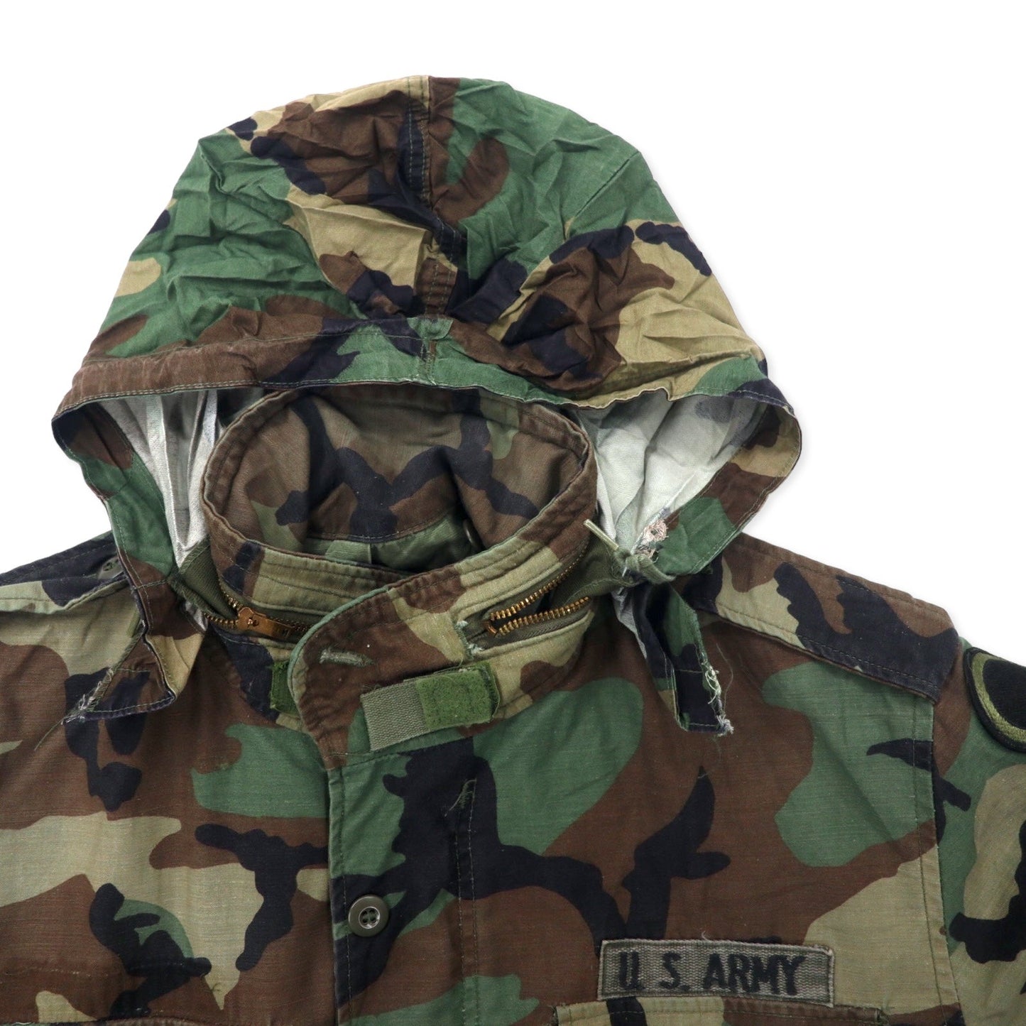 US ARMY 80年代 M-65 フィールドジャケット M カーキ カモフラ コットン パーカー収納式 ミリタリー 8415-01-099-7835 JOHN OWNBEY COMPANY