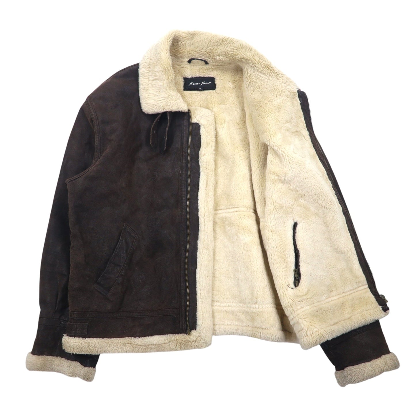 RIVER SKIN B-3 ムートンジャケット レザージャケット XL ブラウン レザー