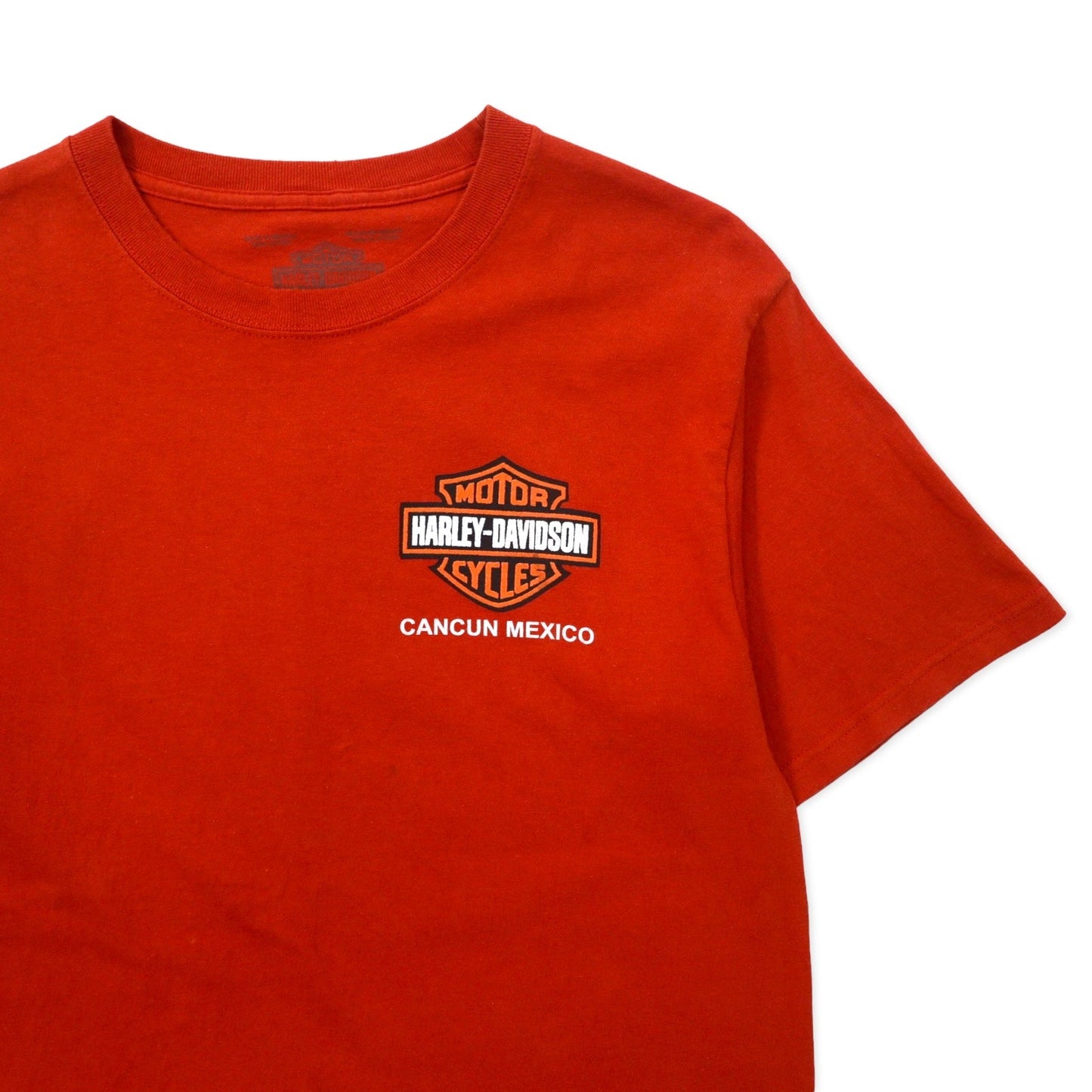 HARLEY DAVIDSON ロゴプリント Tシャツ M オレンジ コットン CANCUN MEXICO メキシコ製