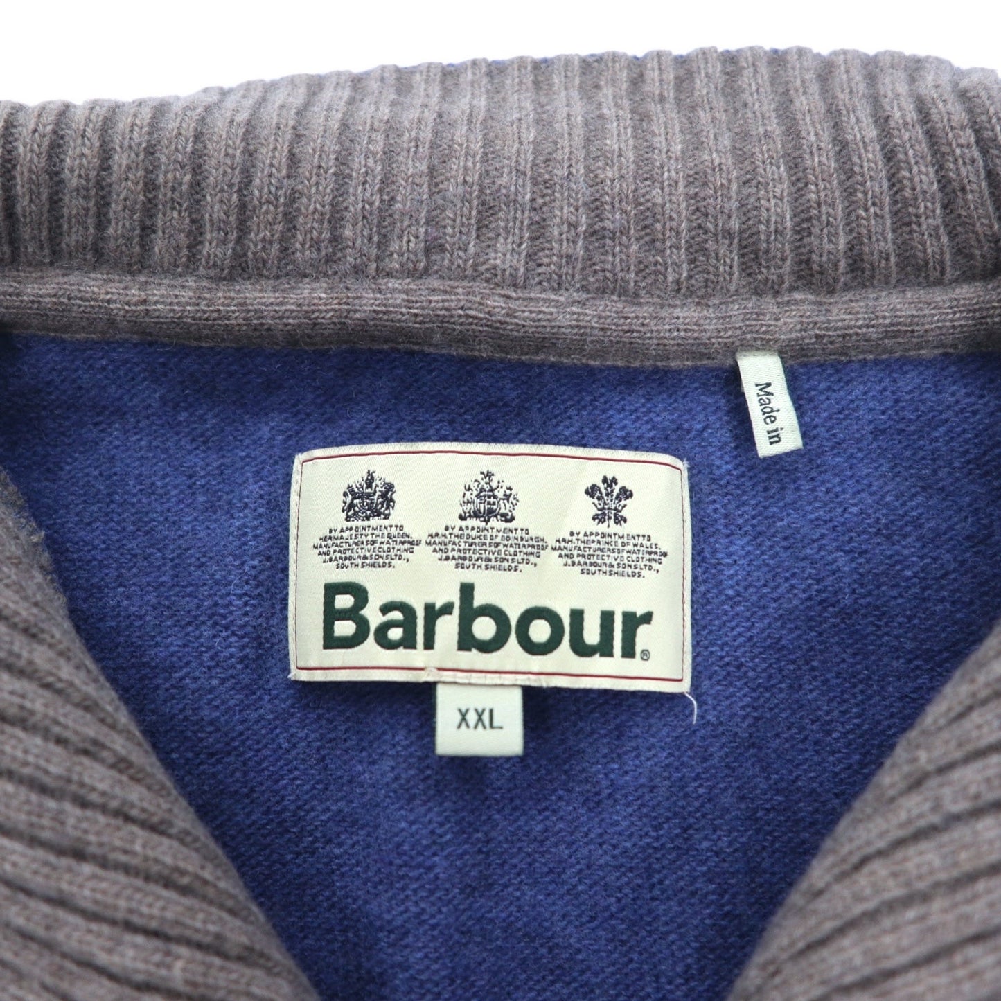 Barbour ハーフジップ ニット セーター XXL ブルー ウール MKN0863BL15 トルコ製