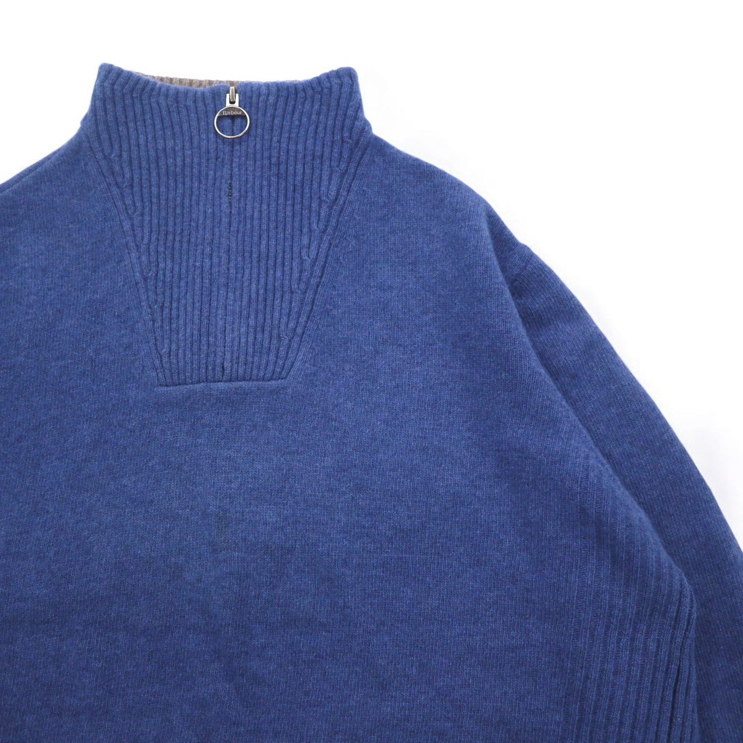 Barbour ハーフジップ ニット セーター XXL ブルー ウール MKN0863BL15 トルコ製