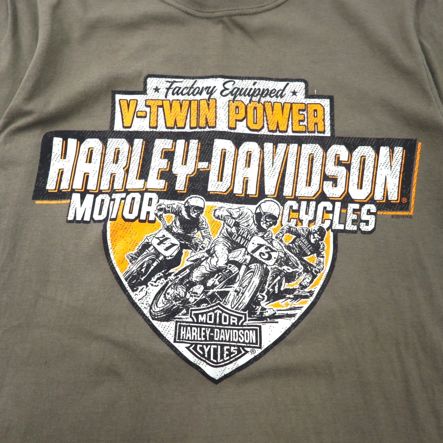 HARLEY DAVIDSON ロゴプリント Tシャツ S カーキ コットン FLORIDA