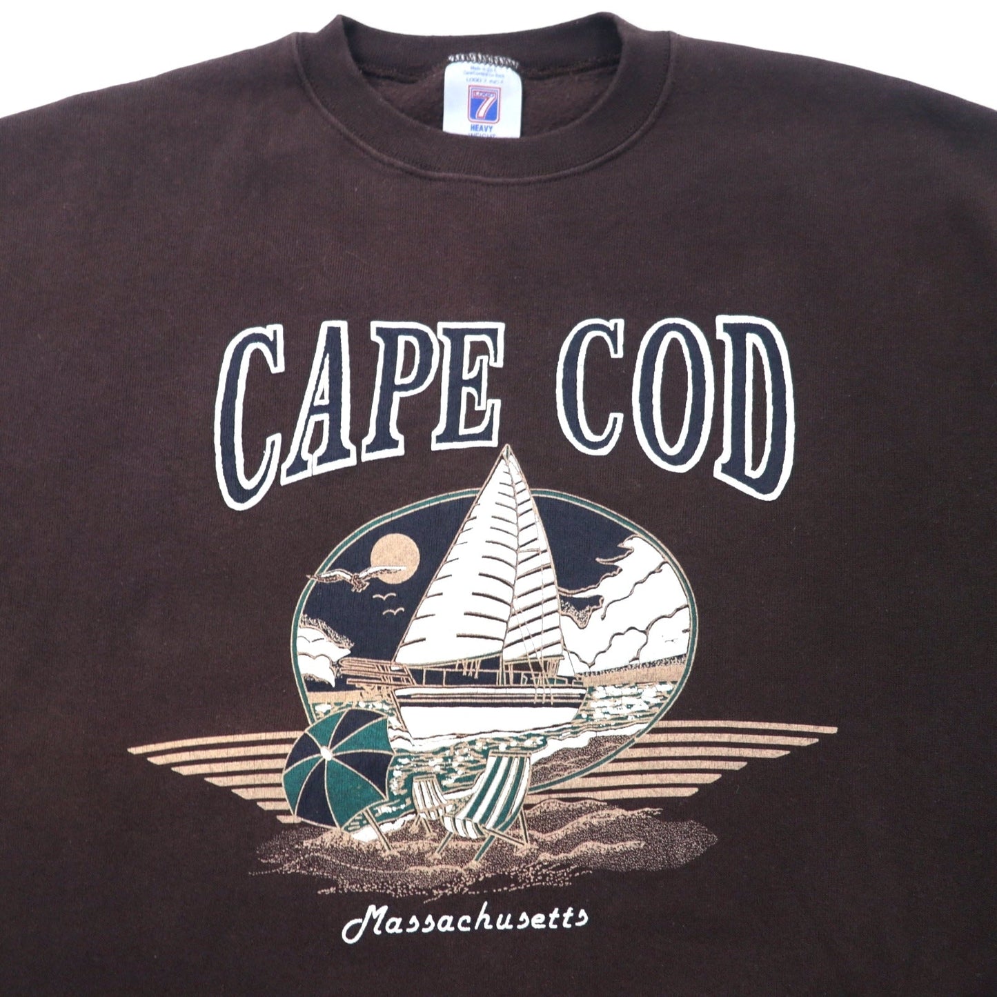 LOGO 7 USA製 90年代 プリント スウェット M ブラウン コットン 裏起毛 CAPE COD