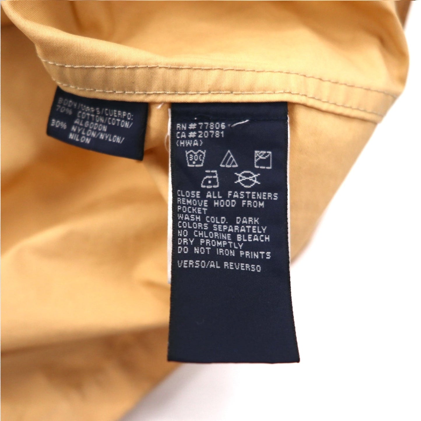 TOMMY HILFIGER 00年代 オーバーコート L ベージュ ナイロン 防水 ダブルジップ ドローコード フード着脱式