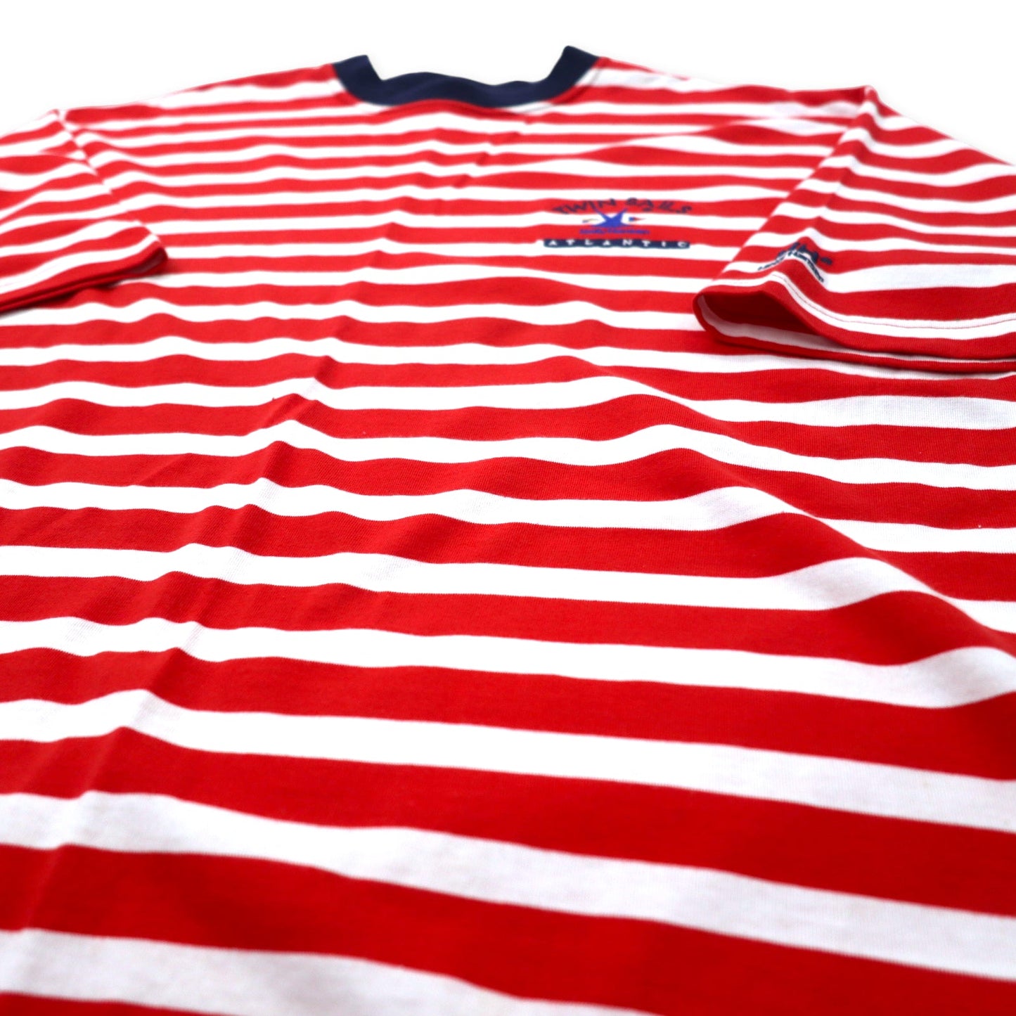 Helly Hansen オーバーサイズ ボーダー Tシャツ L レッド ホワイト コットン リンガーネック TWIN SAILS ワンポイントロゴ刺繍 スリランカ製