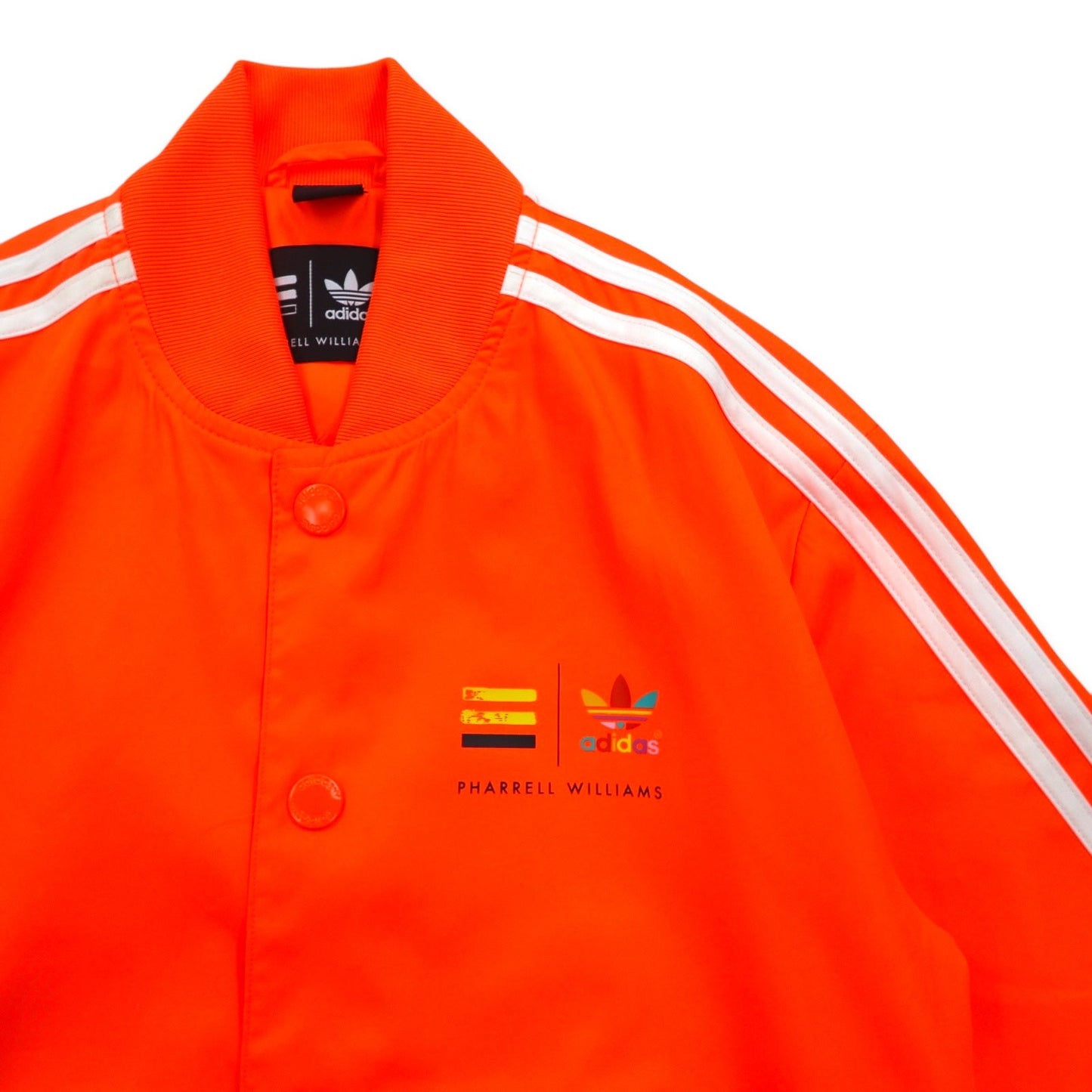 adidas originals × PHARRELL WILLIAMS トラックジャケット ジャージ XS オレンジ スナップボタン トレフォイルロゴ 3ストライプ Z97399
