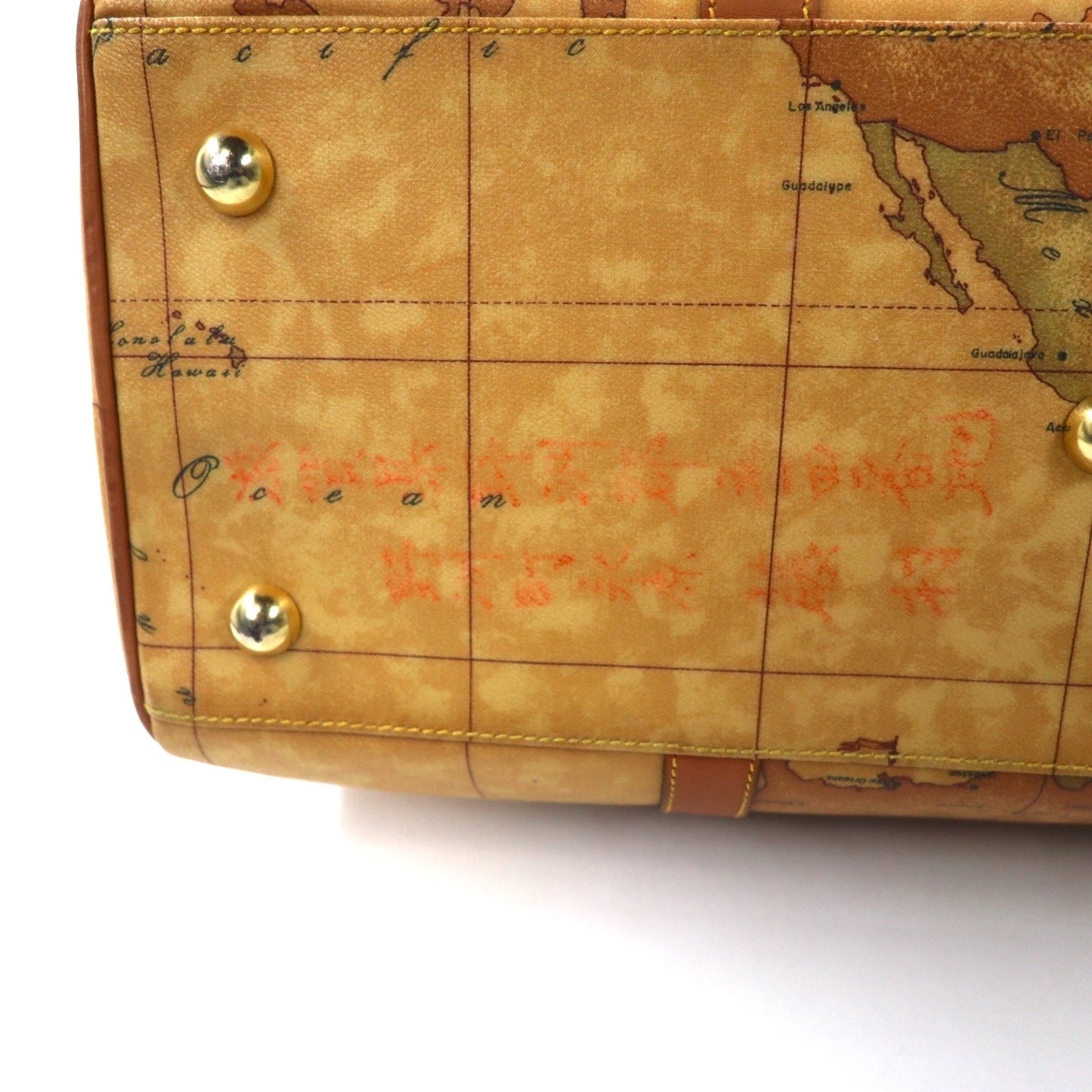 PRIMA CLASSE イタリア製 2WAY ボストンバック ショルダーバッグ ベージュ PVC 地図柄