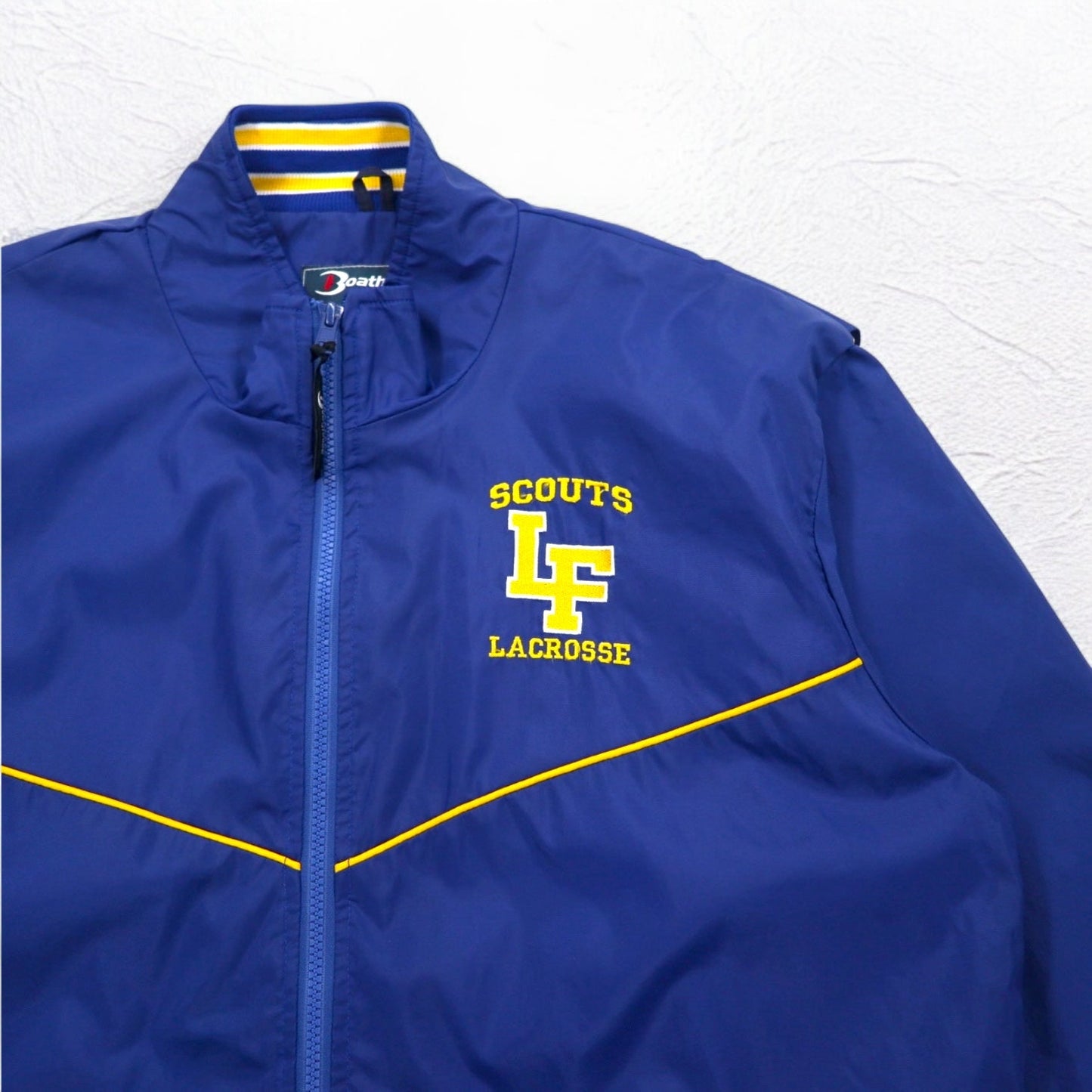USA製 90年代 Boathouse SPORTS ナイロンジャケット ジャージ XL ブルー ドローコード カレッジプリント LAKE FOREST COLLEGE