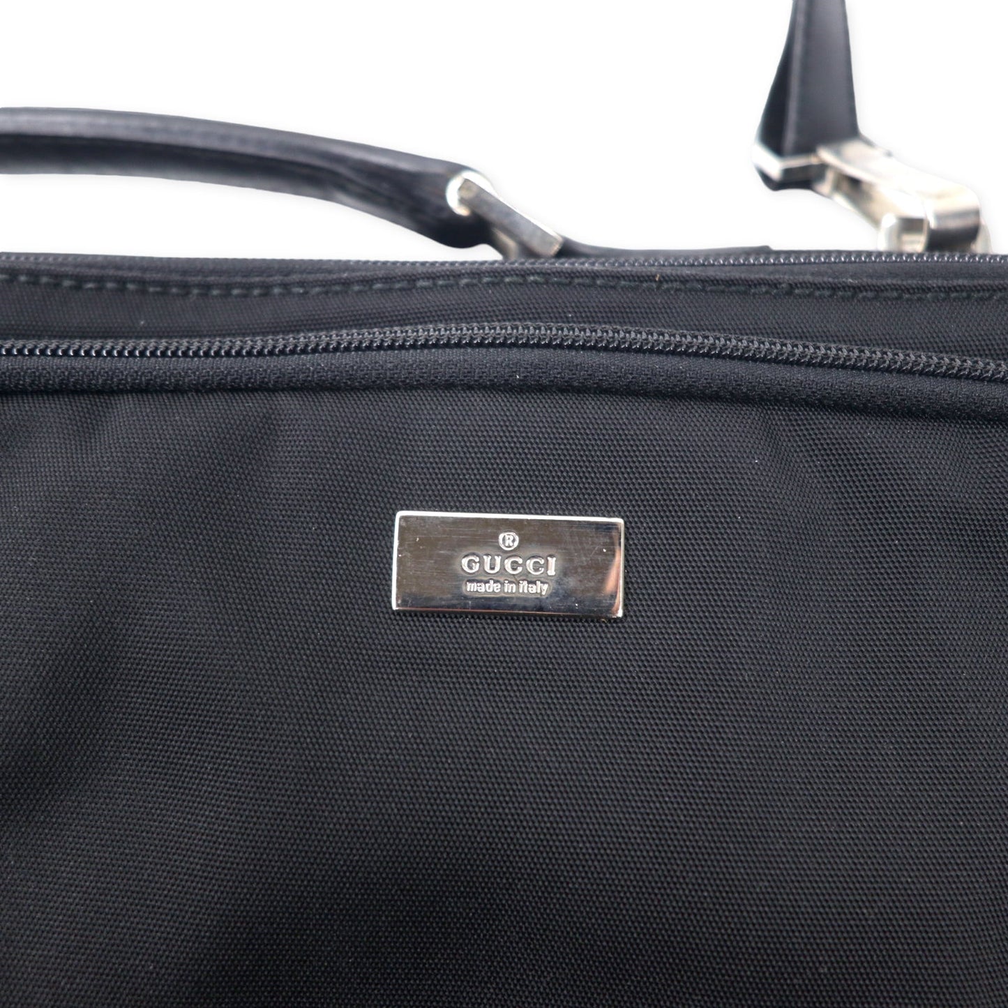 GUCCI 2WAY ブリーフケース ビジネスバッグ ブラック ナイロンキャンバス レザー切り替え 015 3402 001553 イタリア製