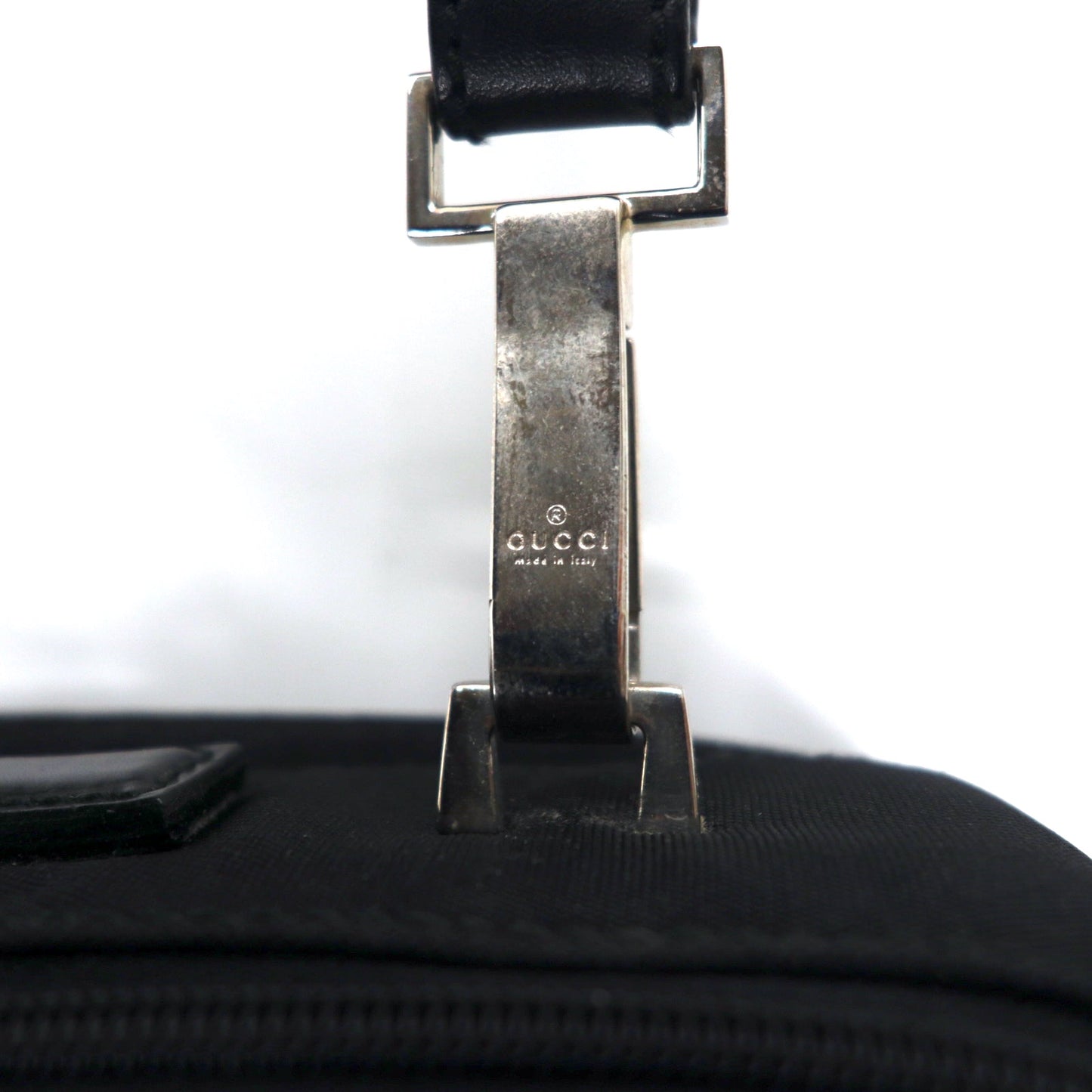 GUCCI 2WAY ブリーフケース ビジネスバッグ ブラック ナイロンキャンバス レザー切り替え 015 3402 001553 イタリア製