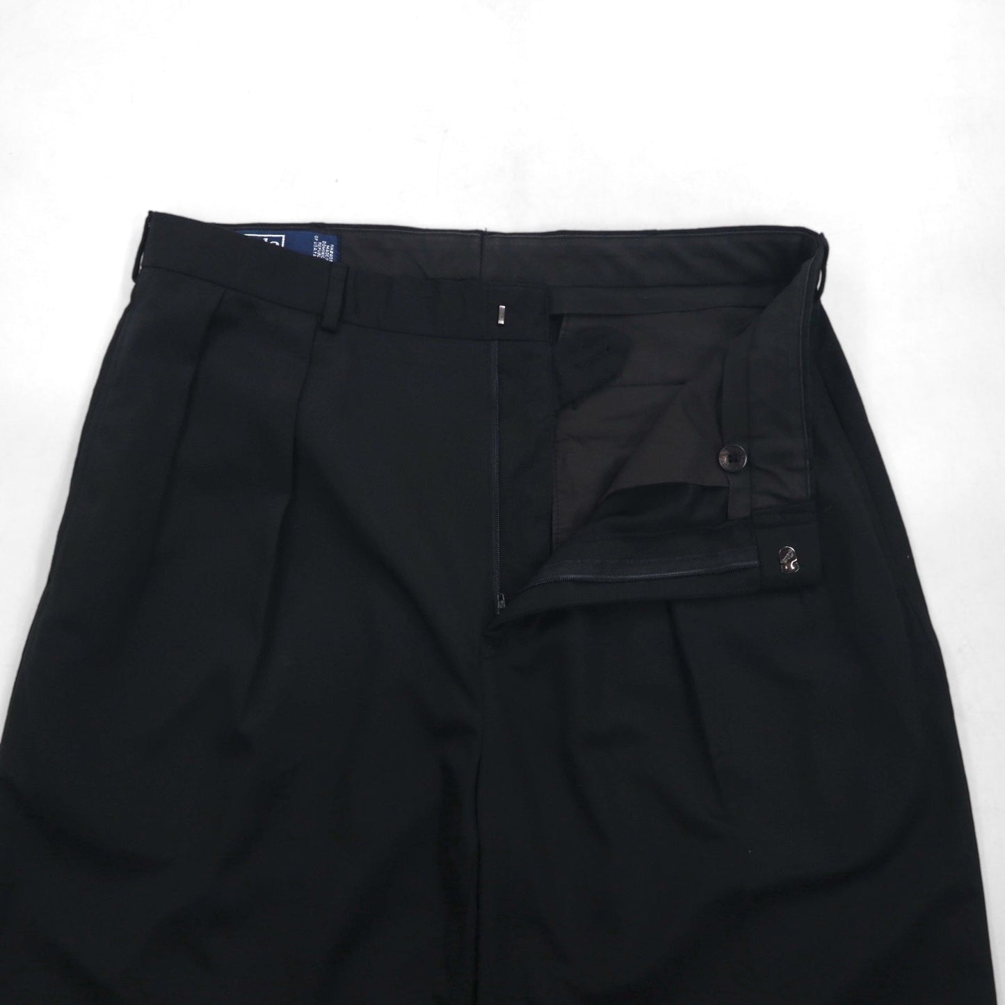 Polo by Ralph Lauren 90年代 2タック ワイド スラックスパンツ L ブラック ポリエステル
