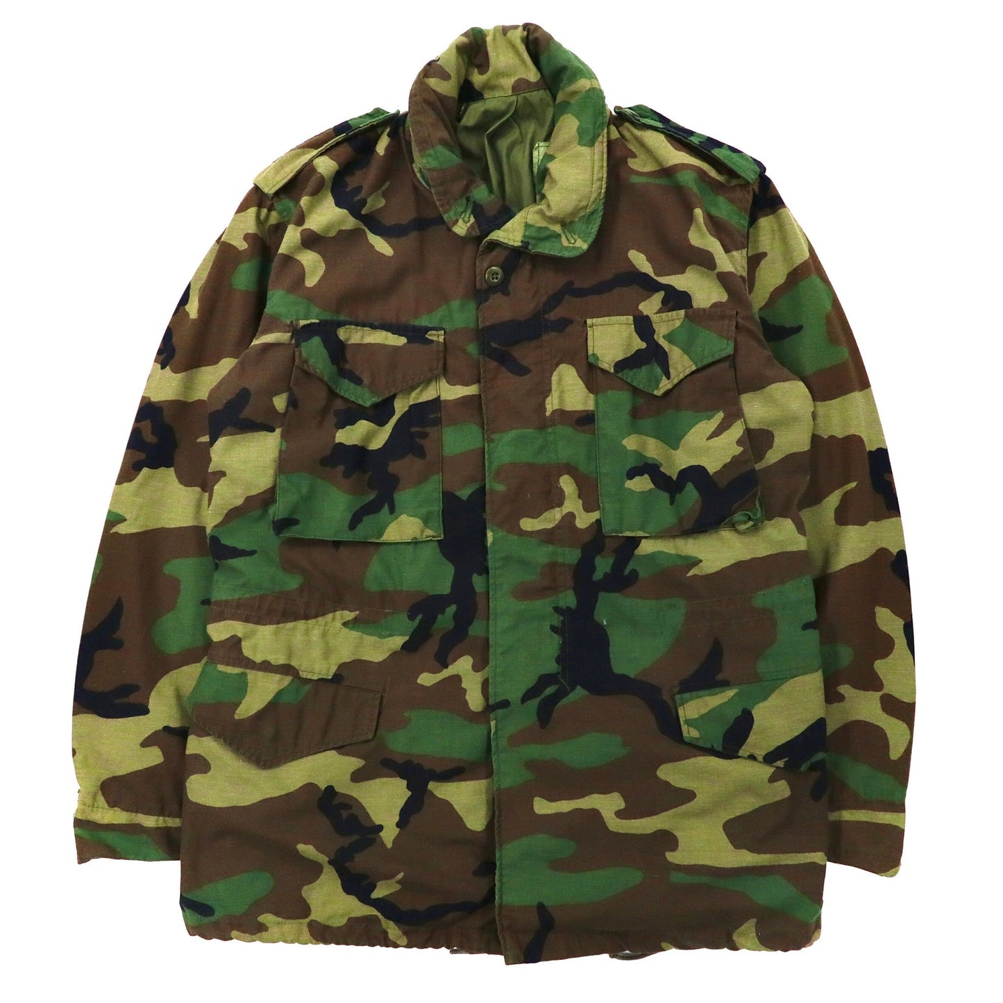 US ARMY M65 Military Field Jacket フィールドジャケット M カーキ カモフラ GENERALジップ フード収納式 ミリタリー John Ownbey Company 8415-01-090-7836 80年代