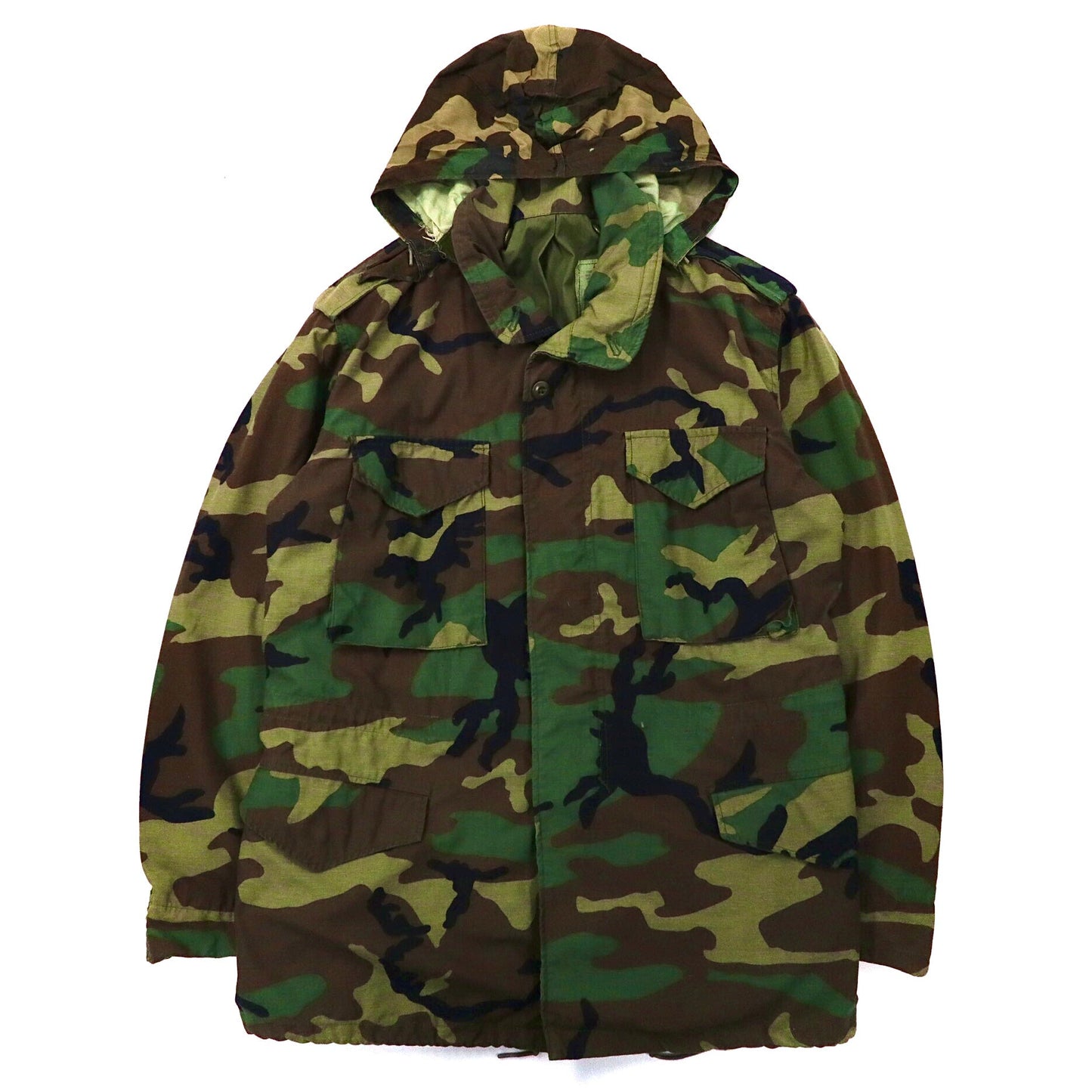 US ARMY M65 Military Field Jacket フィールドジャケット M カーキ カモフラ GENERALジップ フード収納式 ミリタリー John Ownbey Company 8415-01-090-7836 80年代