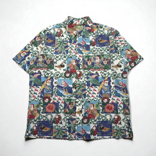 Reyn Spooner ハワイ製 MELE KALIMAKA アロハシャツ ボックスシャツ XL マルチカラー 総柄