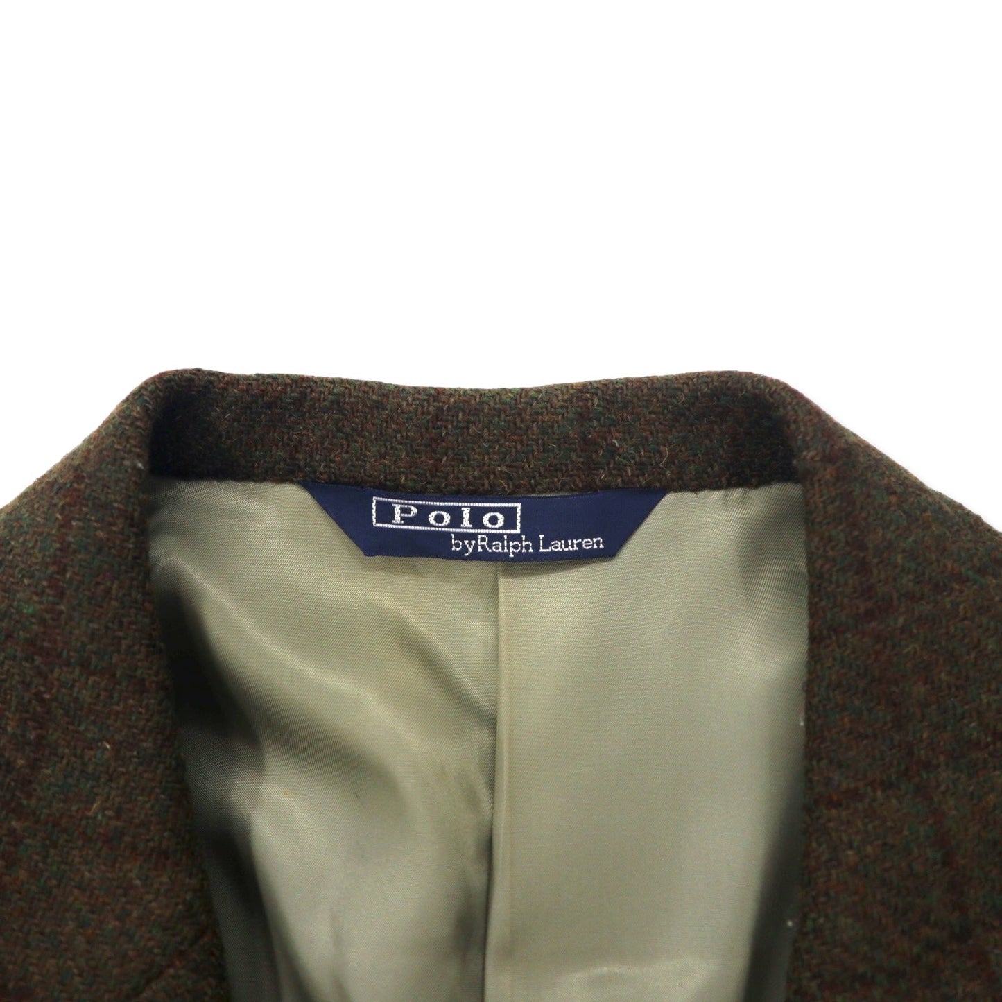 Polo by Ralph Lauren 3B ツイード テーラードジャケット 175 ブラウン グレンチェック ウール 日本製