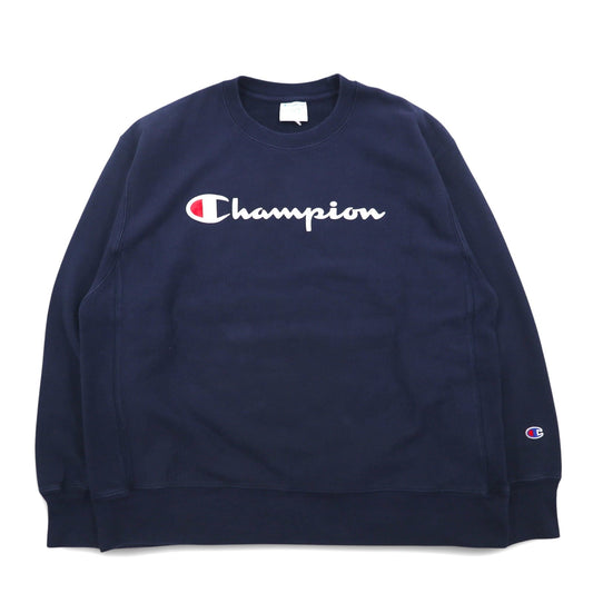 Champion リバースウィーブ REVERSE WEAVE スクリプトロゴ プリント スウェット 3XL ネイビー 青単タグ 復刻 エルサルバドル製