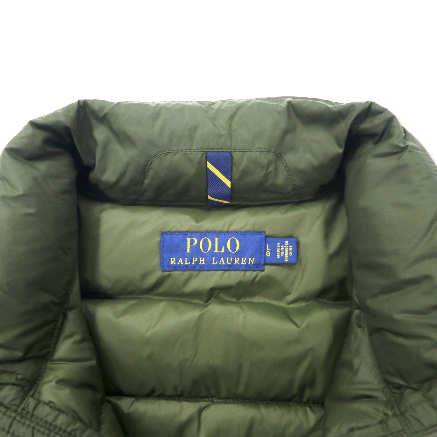 POLO RALPH LAUREN ダウンジャケット L カーキ ナイロン ホワイトダックフェザー スモールポニー刺繍