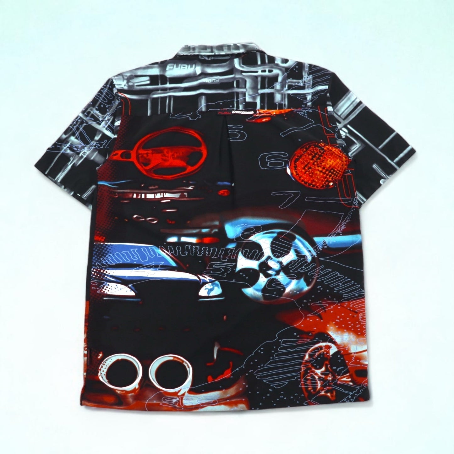 FUBU 00年代 半袖 フルグラフィックシャツ XL ブラック 総柄 ポリエステル