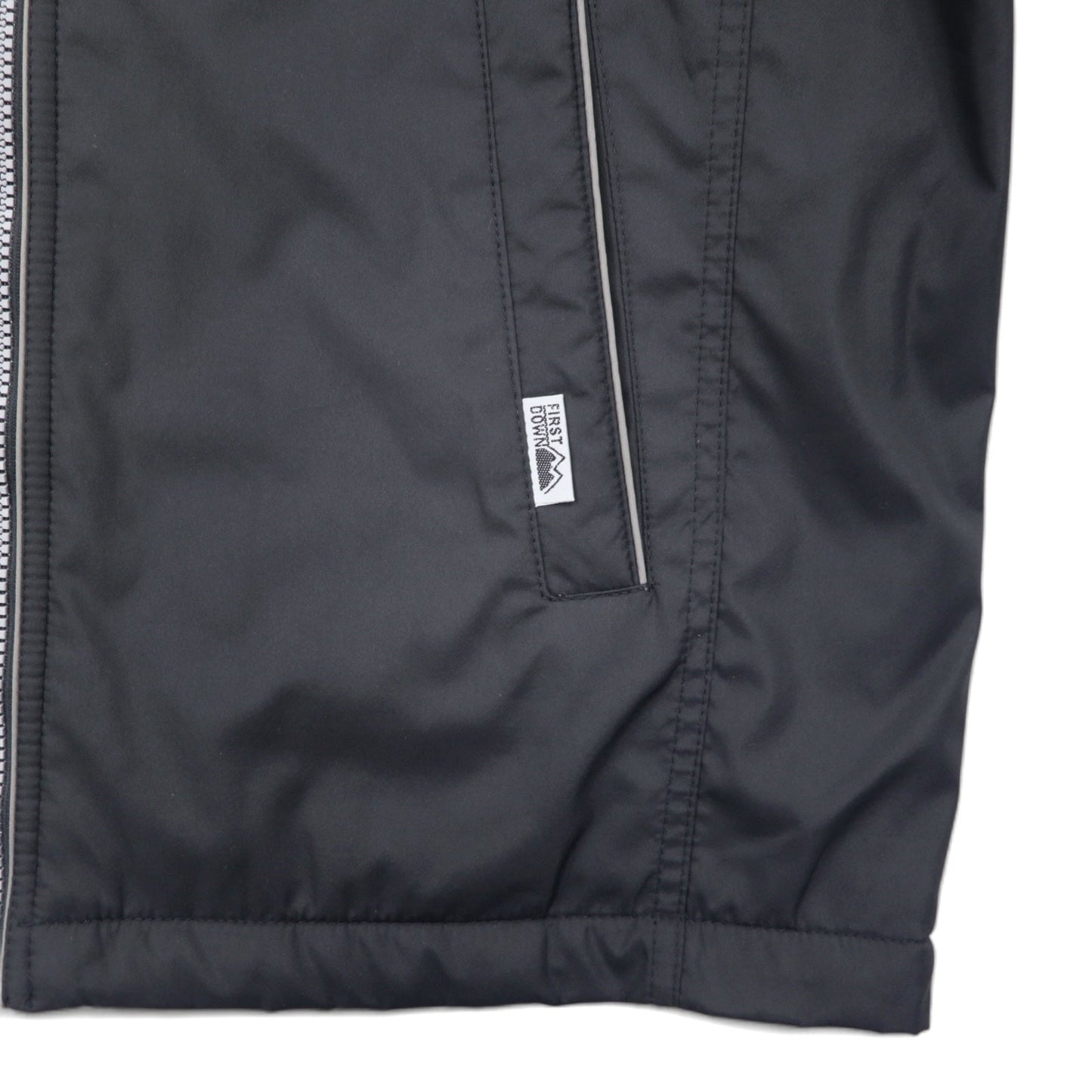 FIRST DOWN ナイロンジャケット M ブラック ポリエステル フリースライナー ドローコード