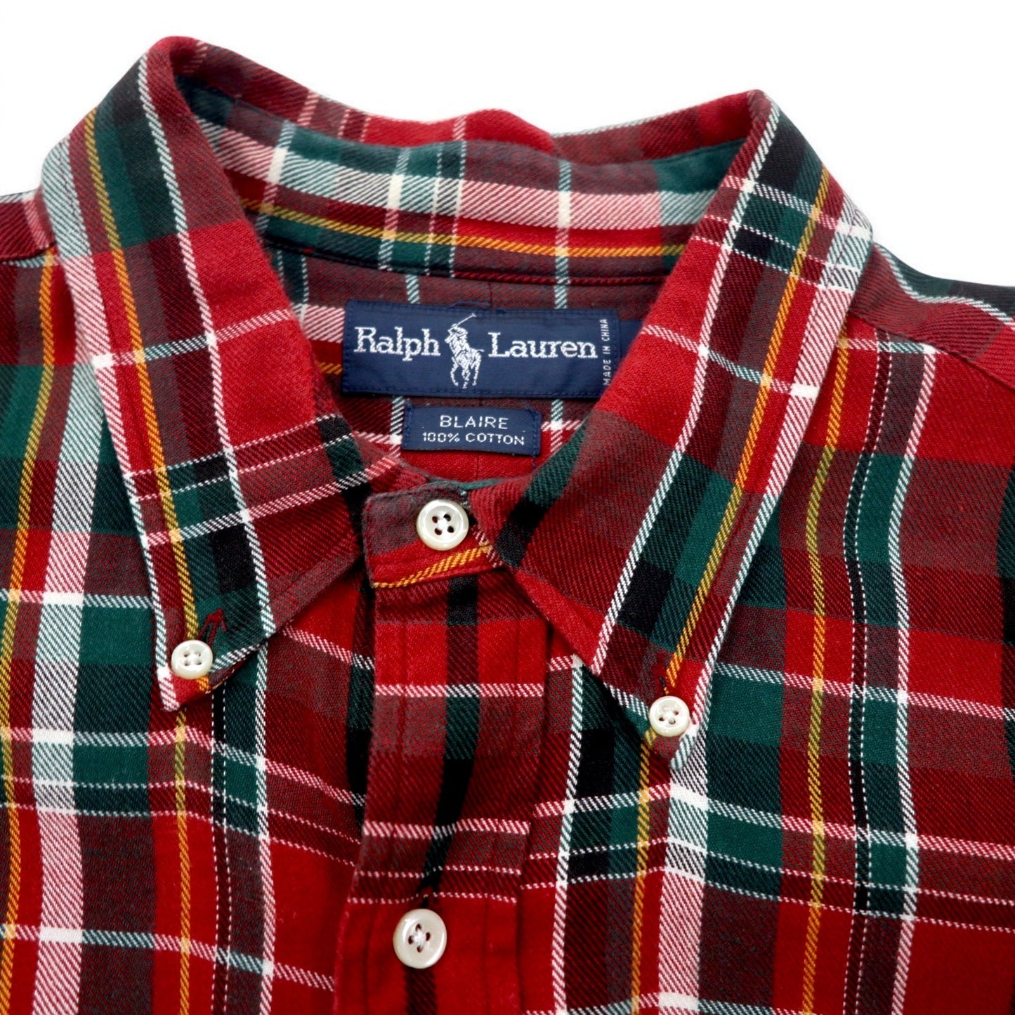 RALPH LAUREN 90年代 BLAIRE ボタンダウン フランネルシャツ L レッド チェック スモールポニー刺繍