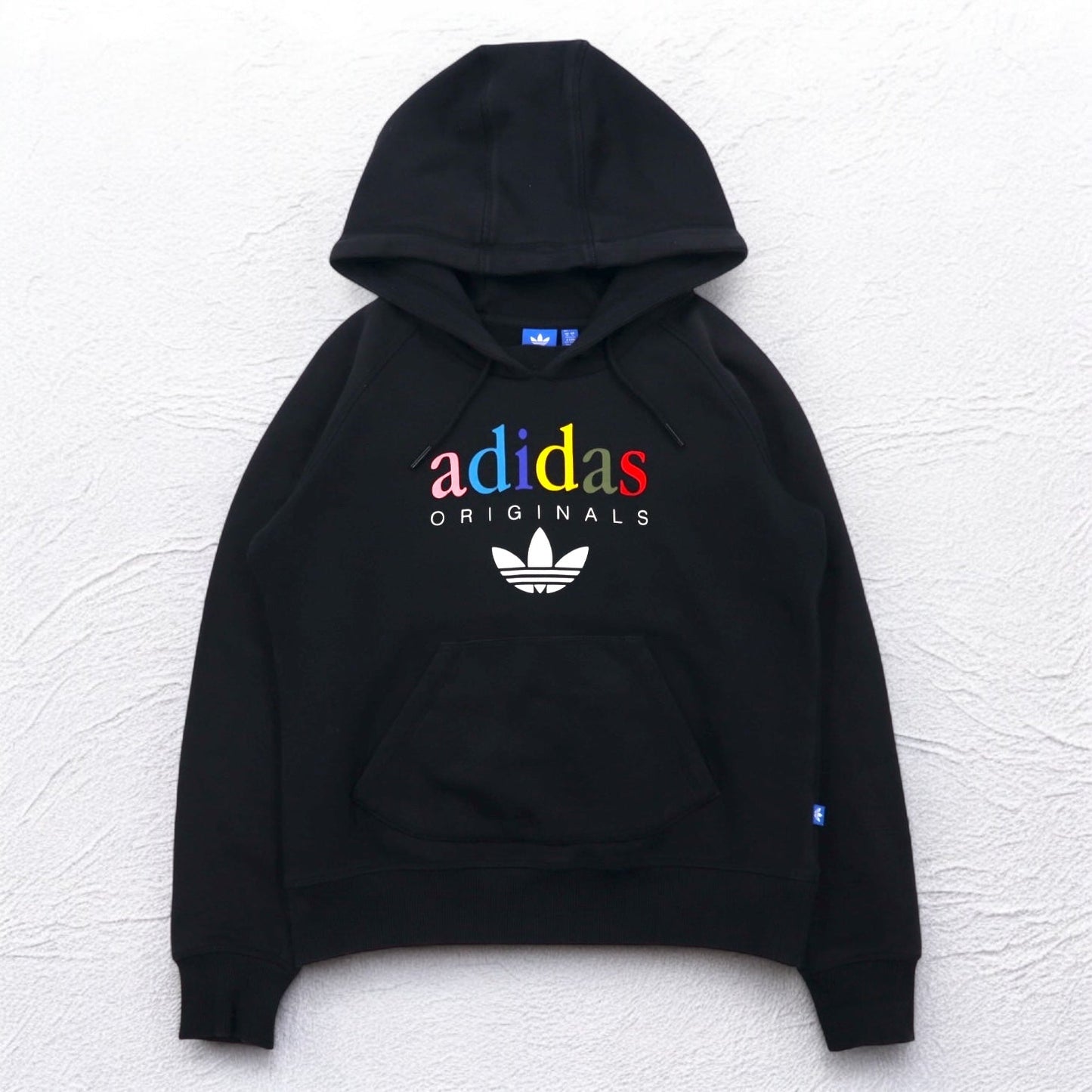 adidas originals トレフォイルロゴ プリント パーカー XL ブラック 裏起毛 AY6630