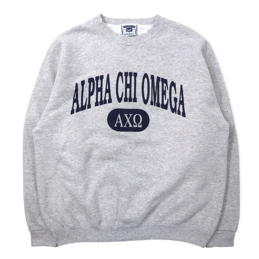 Lee USA製 90年代 ULTRAWEIGHT カレッジ プリント スウェット L グレー コットン 裏起毛 ALPHA CHI OMEGA アーチロゴ