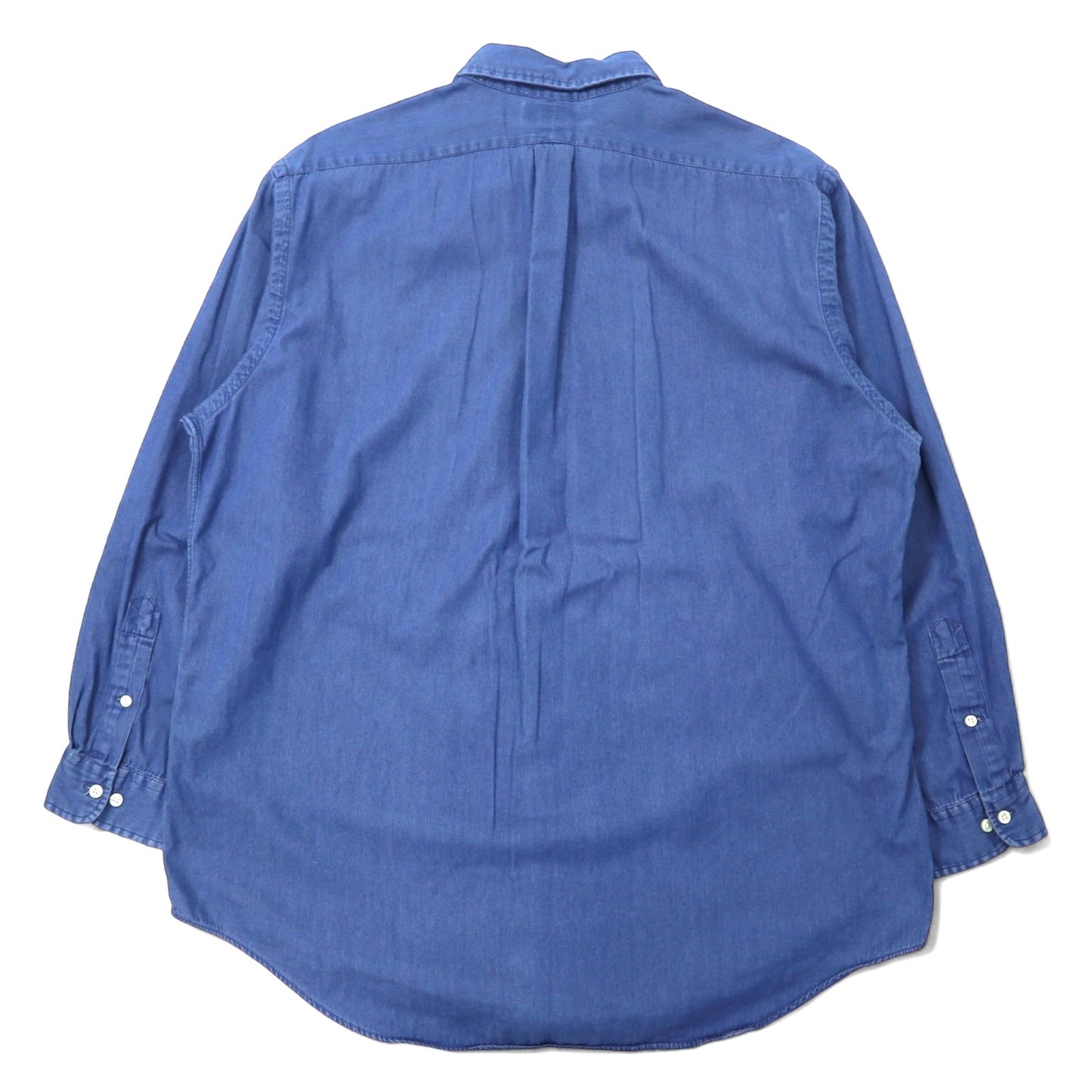 Ralph Lauren 90年代 インディゴ デニム ボタンダウンシャツ 17 34/35 ブルー コットン YARMOUTH スモールポニー 刺繍