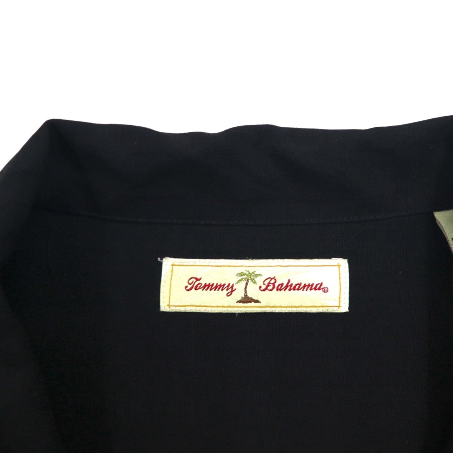 Tommy Bahama シルク 半袖 オープンカラーシャツ 開襟 ボックスシャツ XL ブラック バックロゴ刺繍