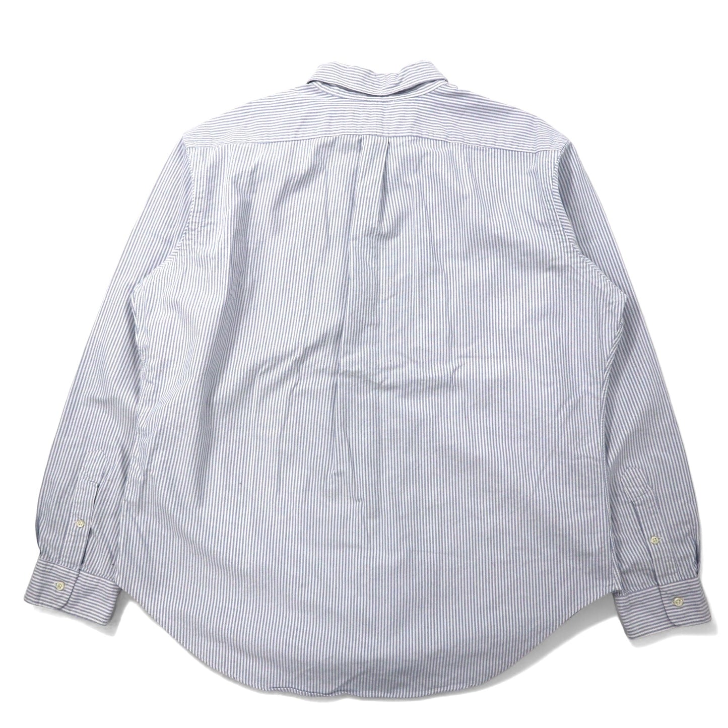Ralph Lauren 90年代 オックスフォード ボタンダウンシャツ XL ブルー ストライプ コットン CLASSIC FIT スモールポニー 刺繍
