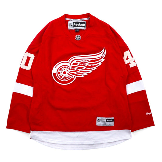 Reebok ゲームシャツ ホッケーシャツ L レッド メッシュ NHL RED WINGS ナンバリング ZETTERBERG