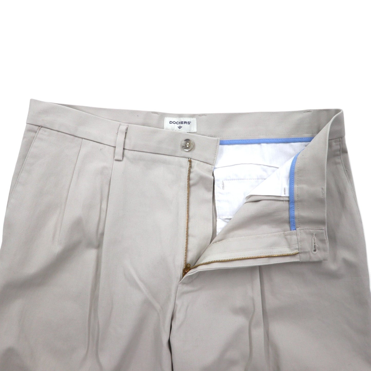 DOCKERS ( Levi's ) タック ワイド チノパンツ 36 ベージュ コットン CLASSIC FIT センタープレス