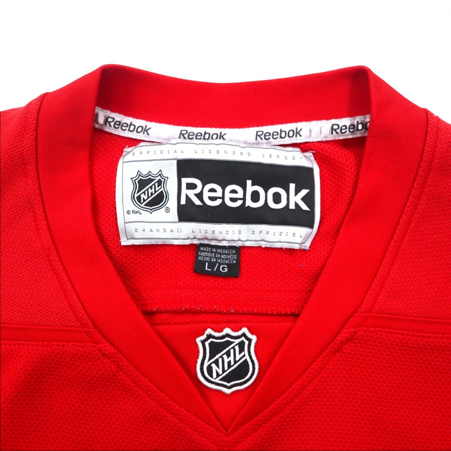Reebok ゲームシャツ ホッケーシャツ L レッド メッシュ NHL RED WINGS ナンバリング ZETTERBERG