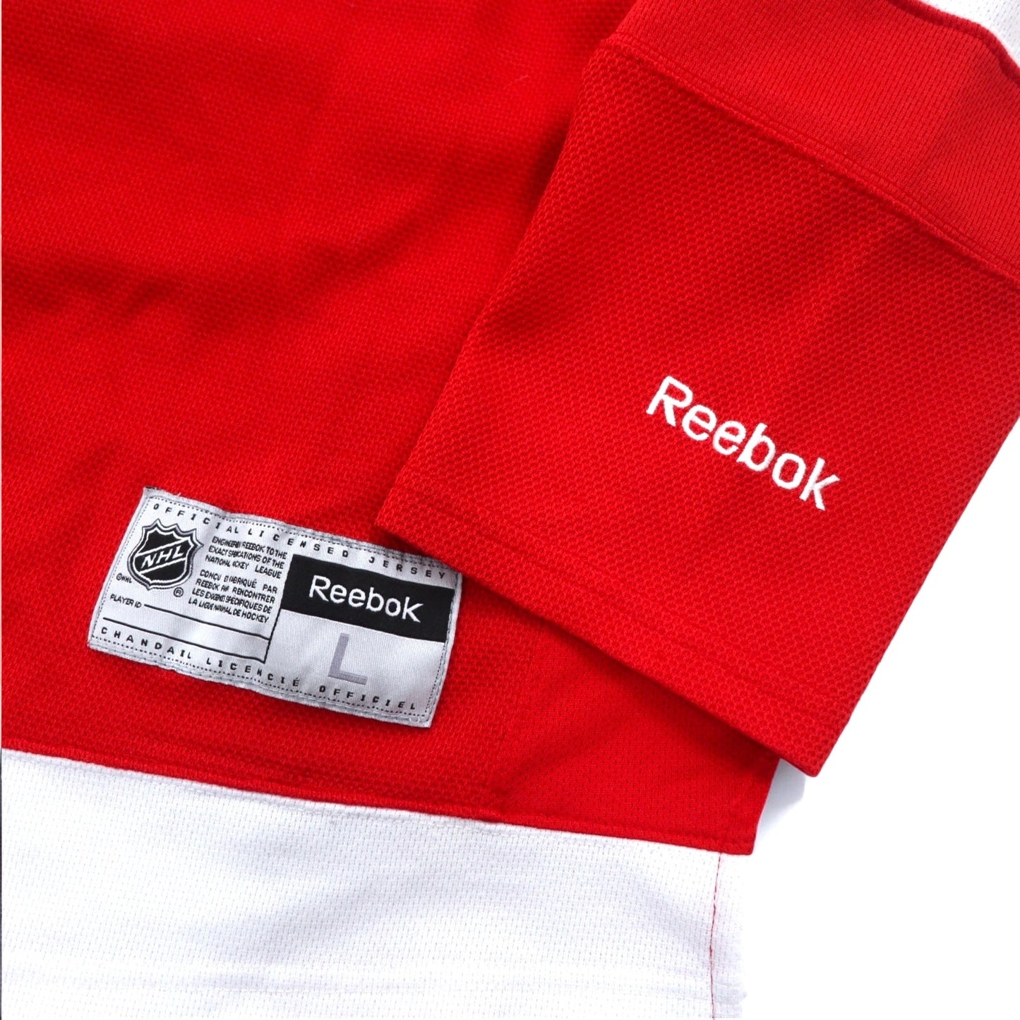 Reebok ゲームシャツ ホッケーシャツ L レッド メッシュ NHL RED WINGS ナンバリング ZETTERBERG