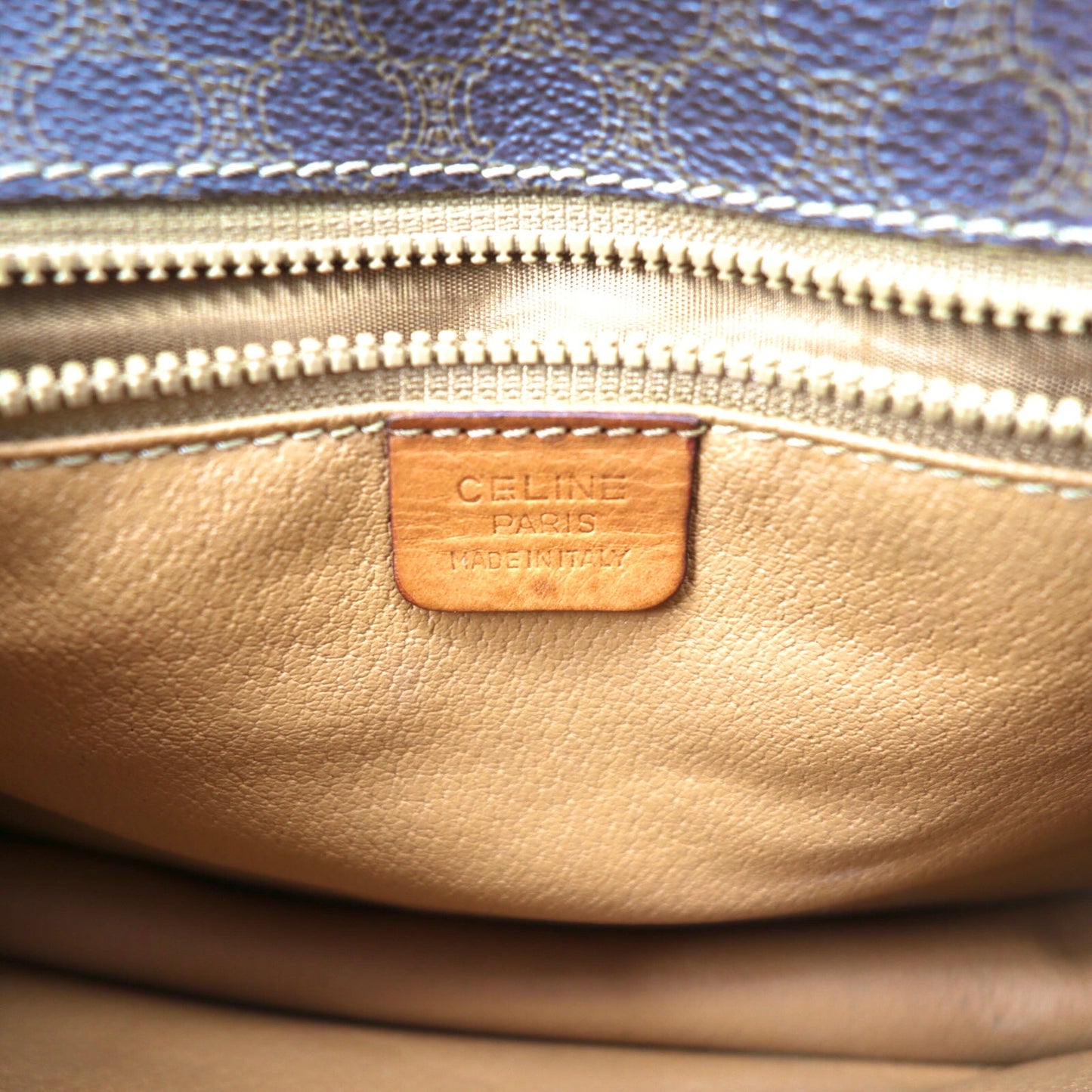 CELINE セカンドバッグ ポーチ ブラウン レザー マカダム柄 オールド DM91 イタリア製