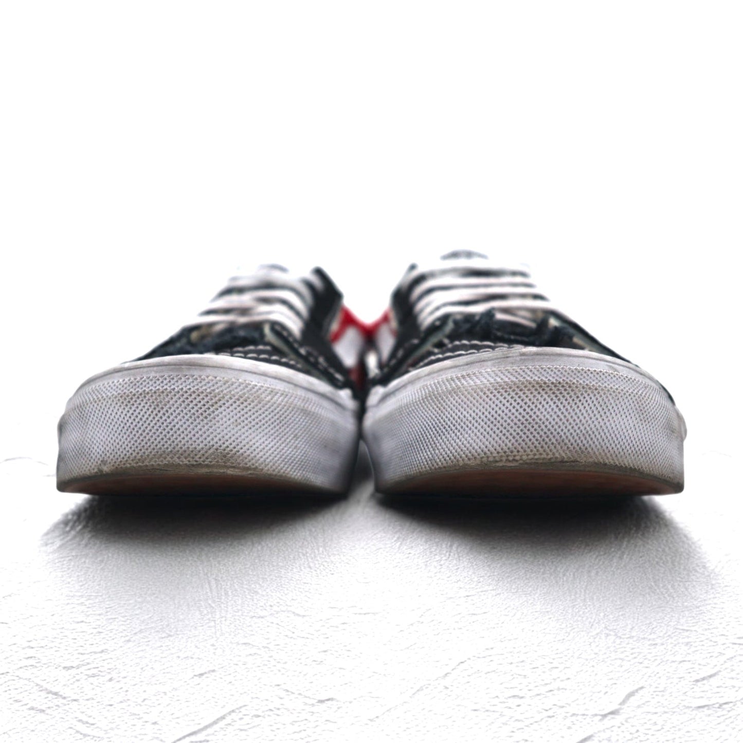 VANS スケートロー リコントラクト SK8-LOW RECONSTRUCT ダメージ加工 スニーカー26.5cm ブラック レッド VN0009QS455