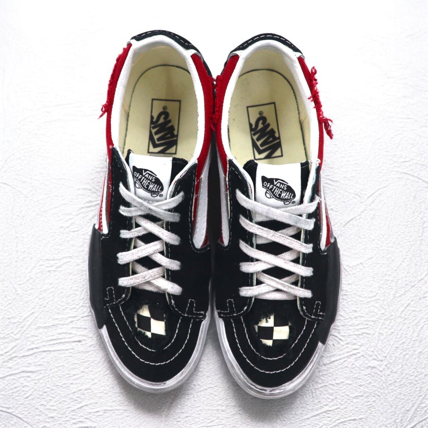 VANS スケートロー リコントラクト SK8-LOW RECONSTRUCT ダメージ加工 スニーカー26.5cm ブラック レッド VN0009QS455