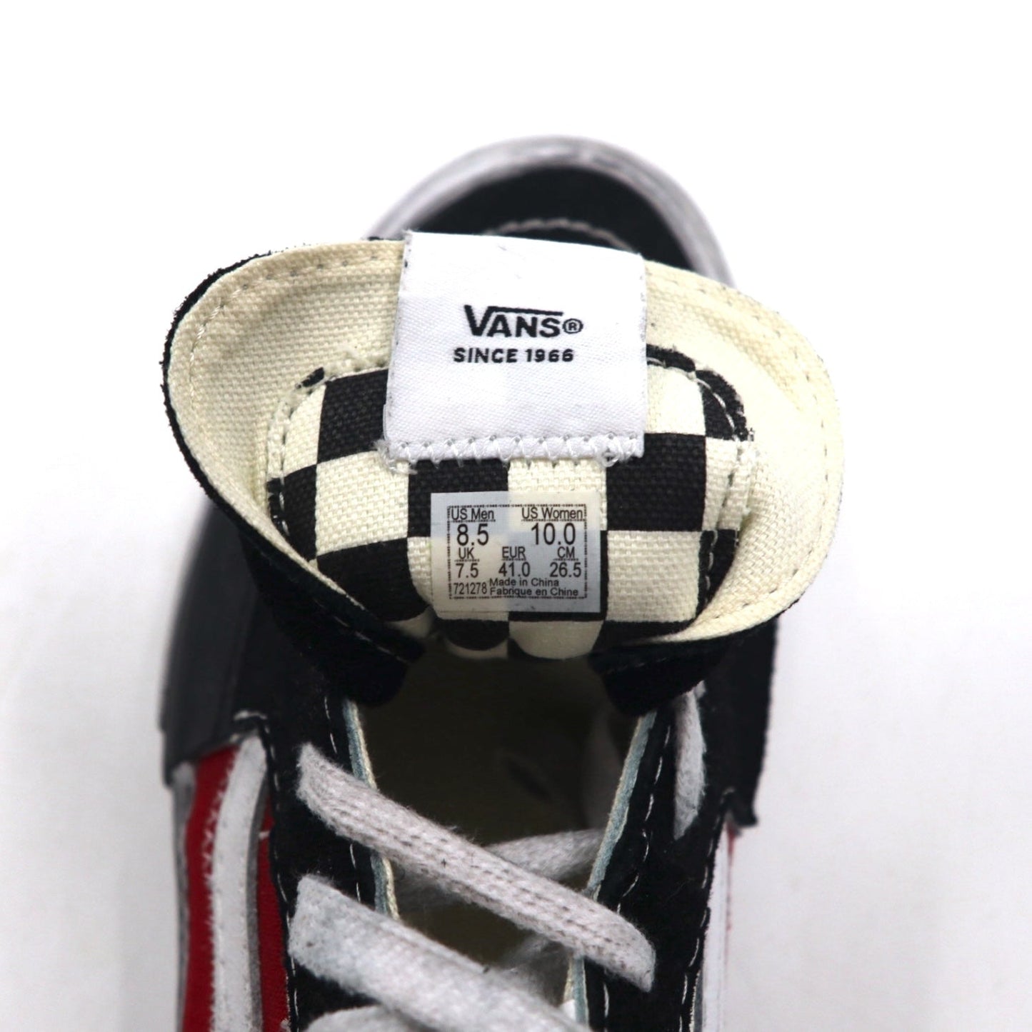 VANS スケートロー リコントラクト SK8-LOW RECONSTRUCT ダメージ加工 スニーカー26.5cm ブラック レッド VN0009QS455