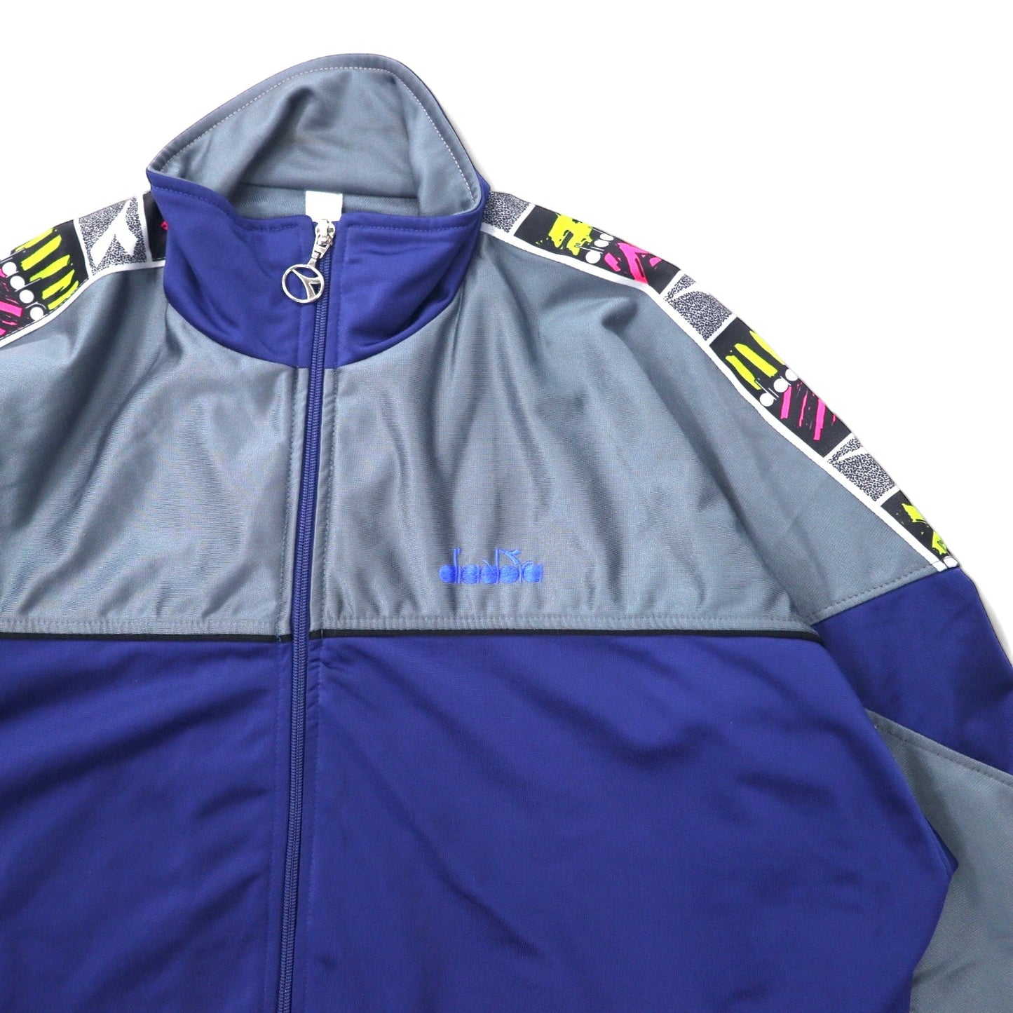 diadora 90年代 トラックジャケット ジャージ L ネイビー ポリエステル テープロゴ