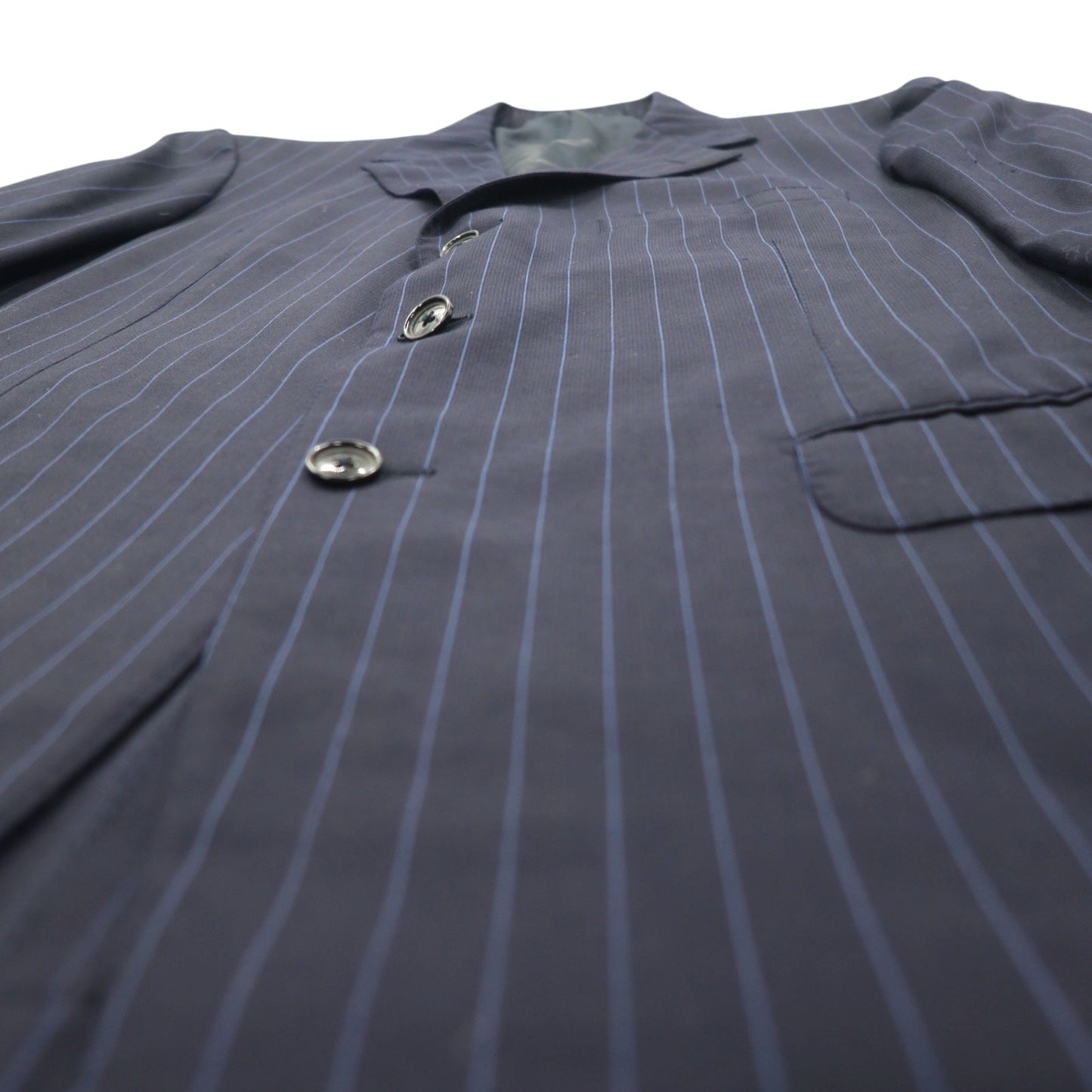 Ermenegildo Zegna スイス製 3B テーラードジャケット L ネイビー ウール ストライプ