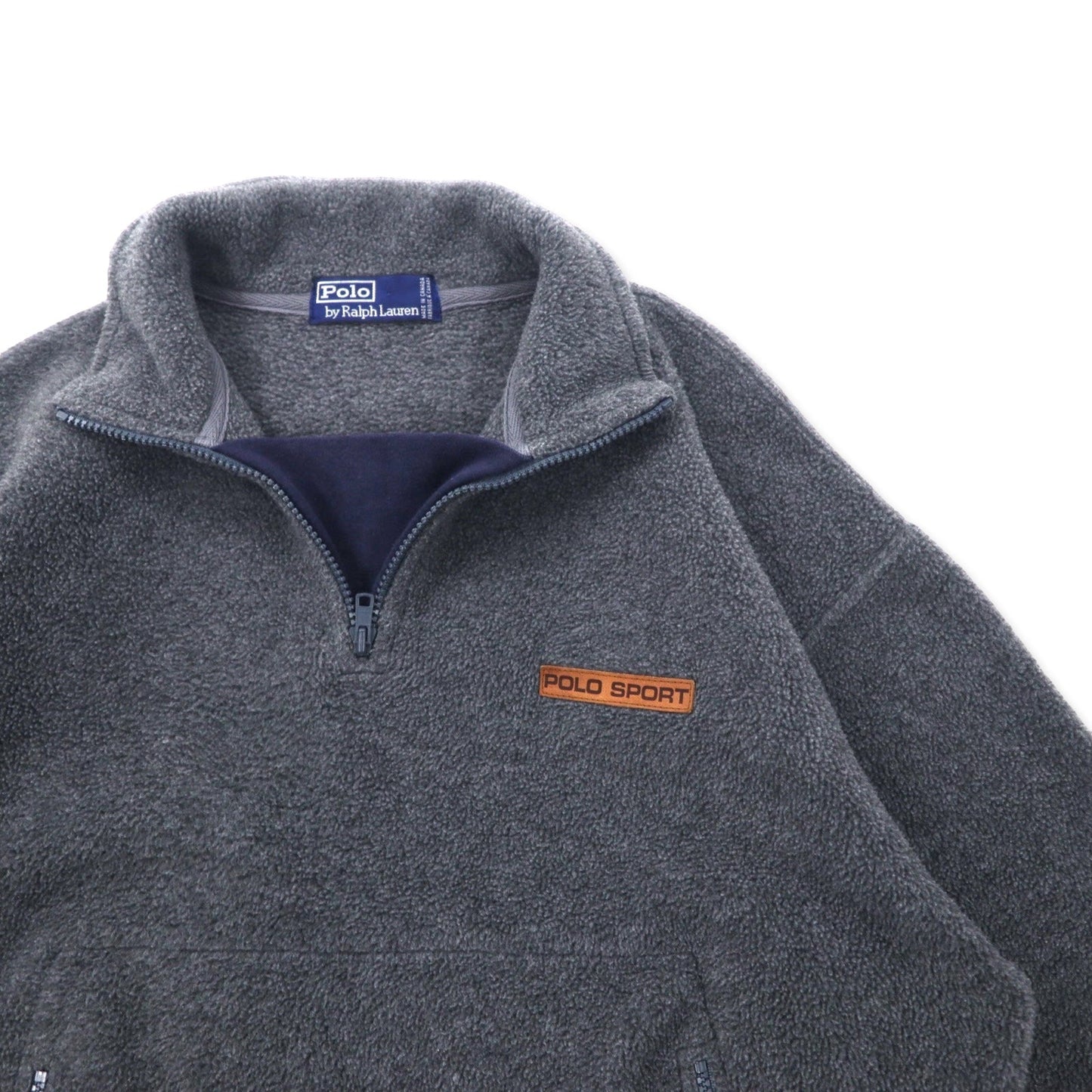 Polo by Ralph Lauren カナダ製 ハーフジップ フリースジャケット L グレー ポリエステル