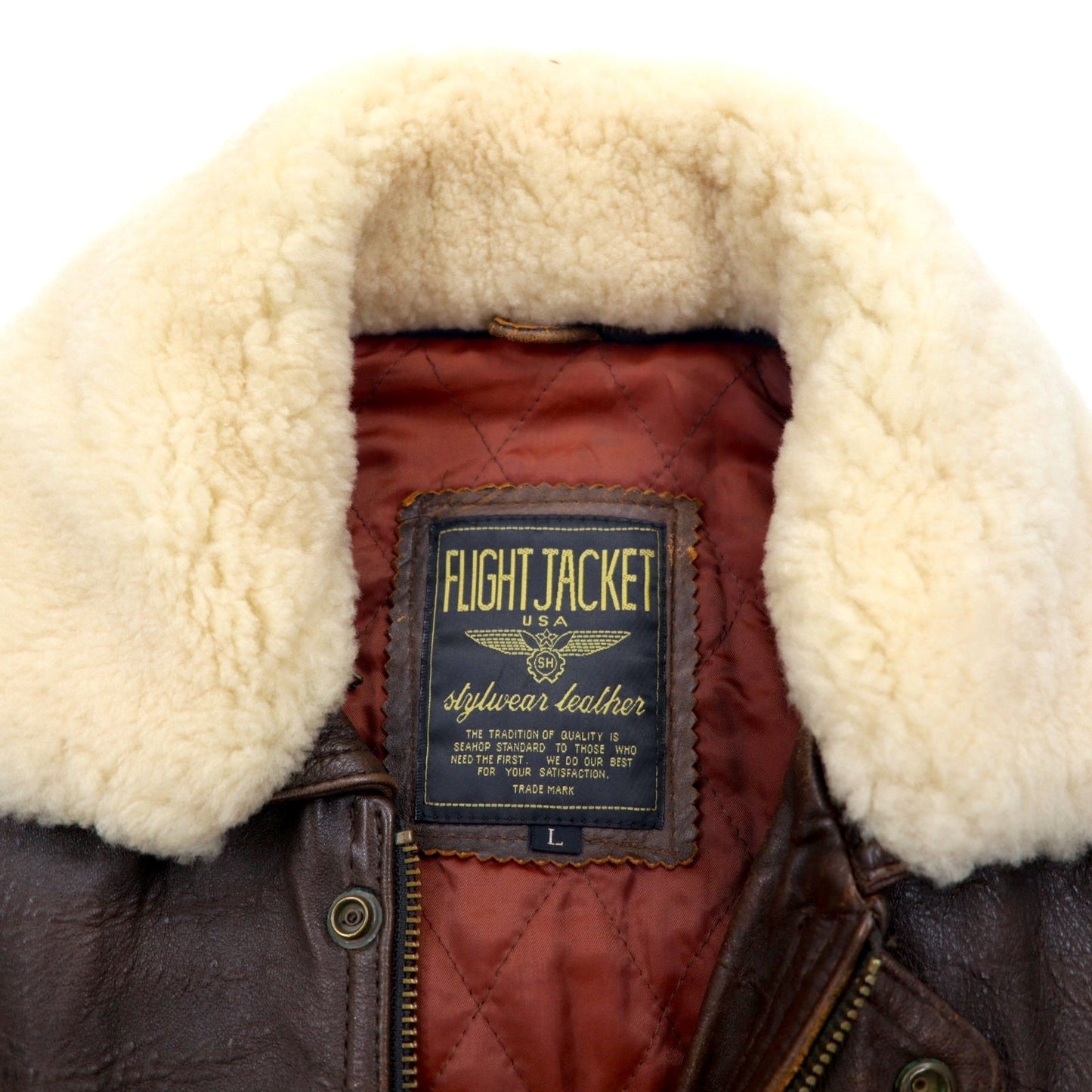 FLIGHT JACKET USA ラムレザー G-1 フライトジャケット ボンバージャケット L ブラウン 羊革 襟ボア着脱可能