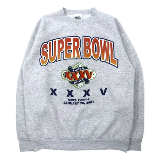 TULTEX 00年代 プリント スウェット M グレー コットン 裏起毛 SUPER BOWL メキシコ製