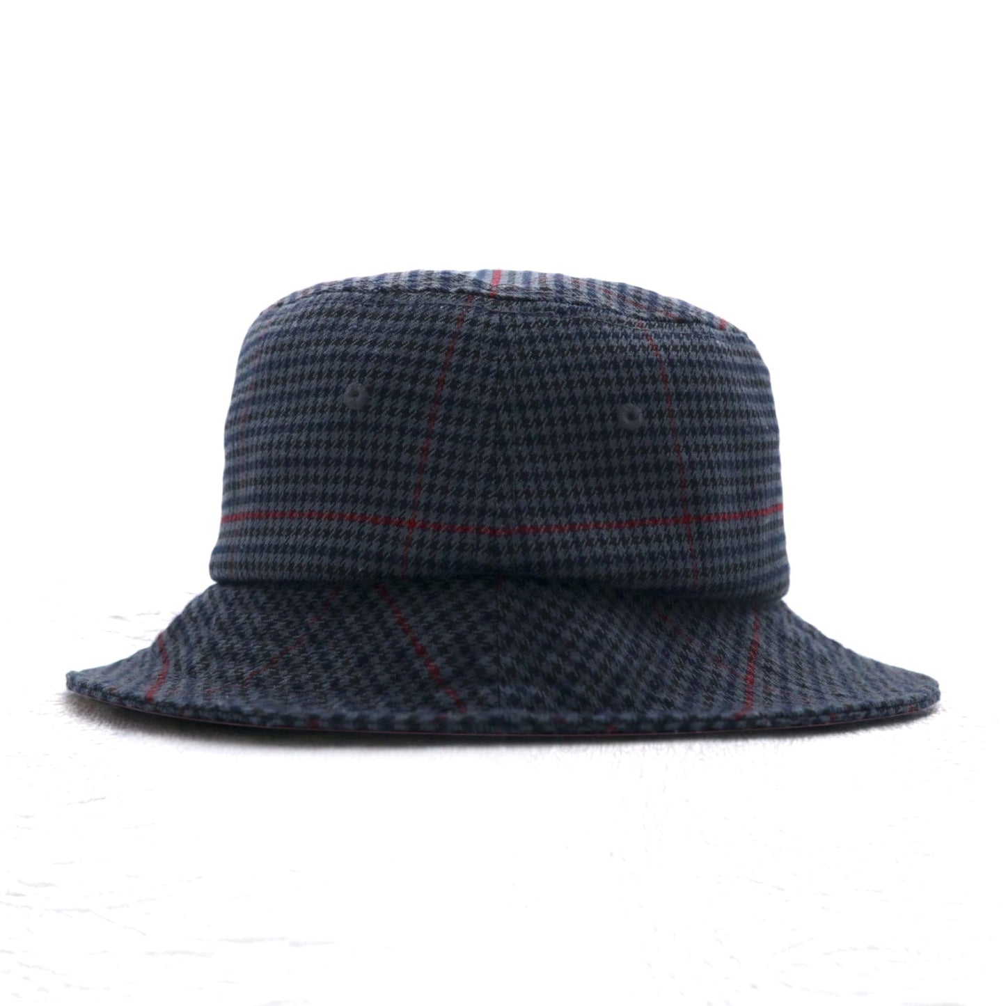 stussy バケットハット L/XL グレー 千鳥格子 チェック ストックロゴ 刺繍 Big Logo Check Bucket Hat