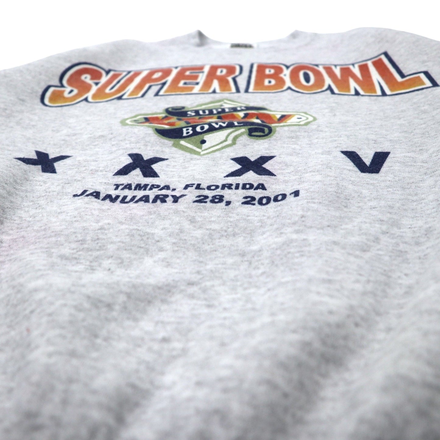 TULTEX 00年代 プリント スウェット M グレー コットン 裏起毛 SUPER BOWL メキシコ製