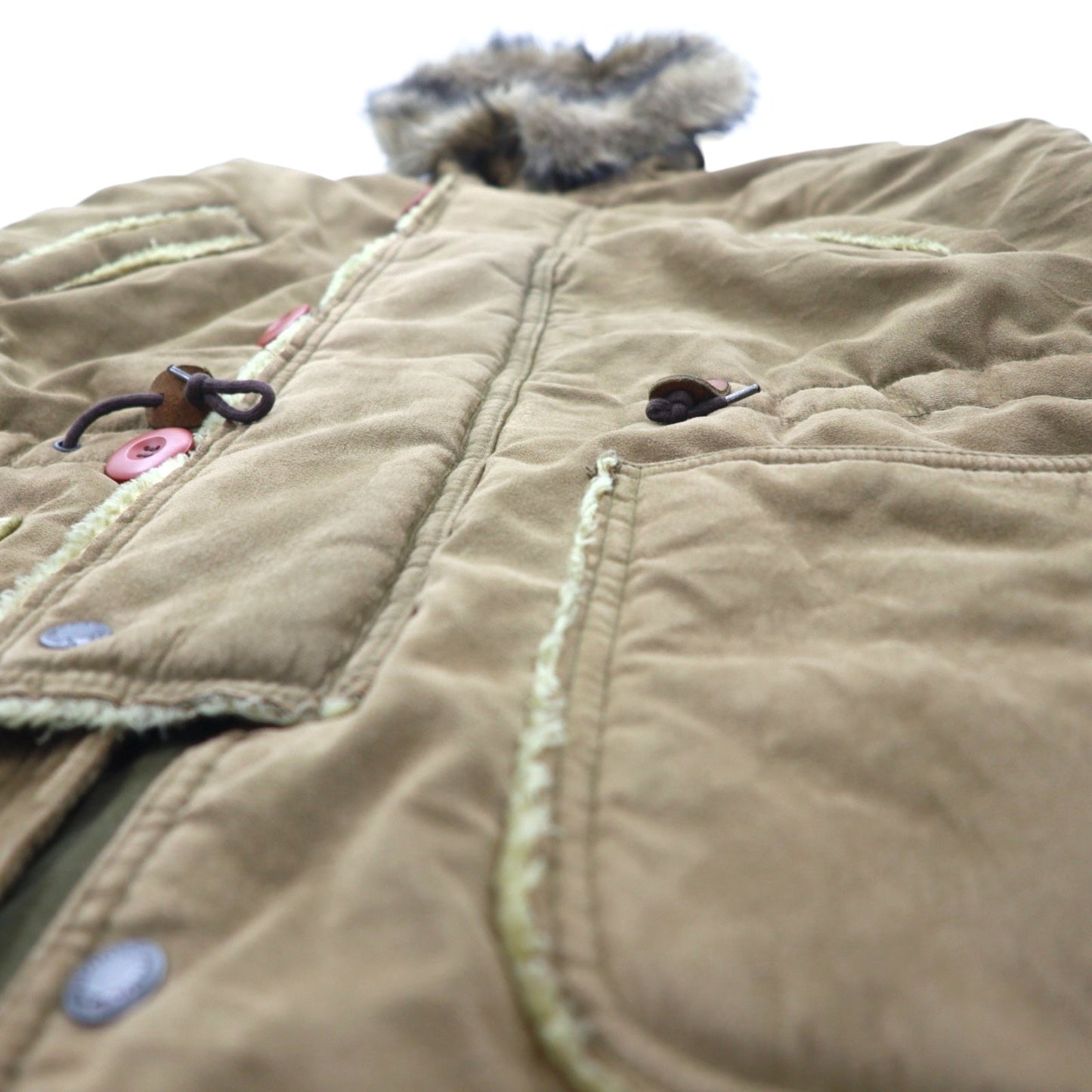 AVIREX フェイクムートン M-51 モッズコート L ブラウン ポリエステル ファー 着脱式 EXTREME COLD WEATHER 612230