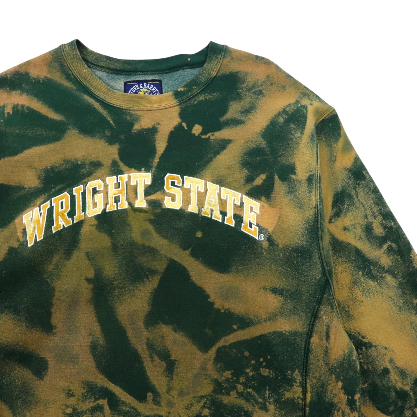 90年代 STEVE & BARRY’S リバースウィーブ REVERSE WEAVE スウェット XL グリーン コットン タイダイ 裏起毛 カレッジ WRIGHT STATE アーチロゴ